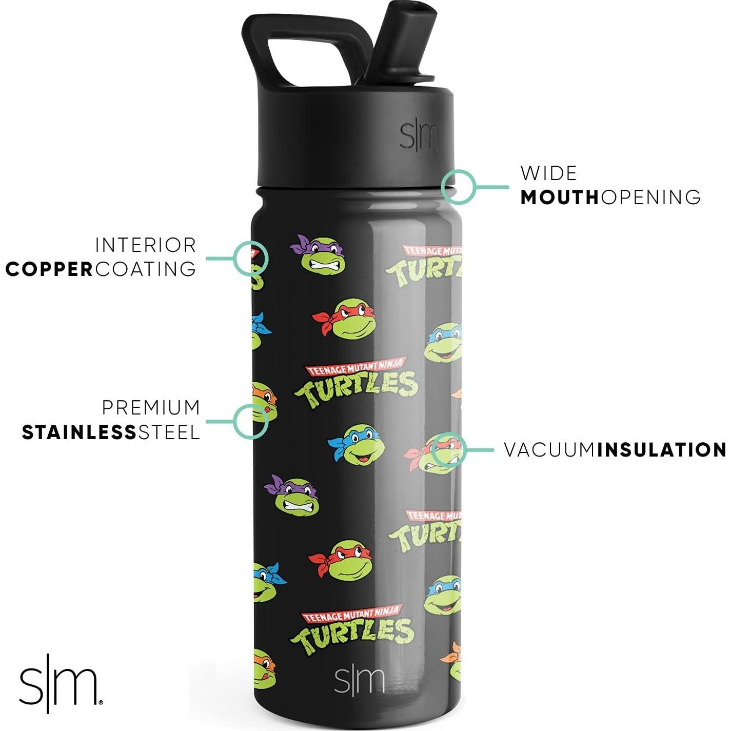 Botella de Agua Aislada Simple Modern 18oz TMNT Niños