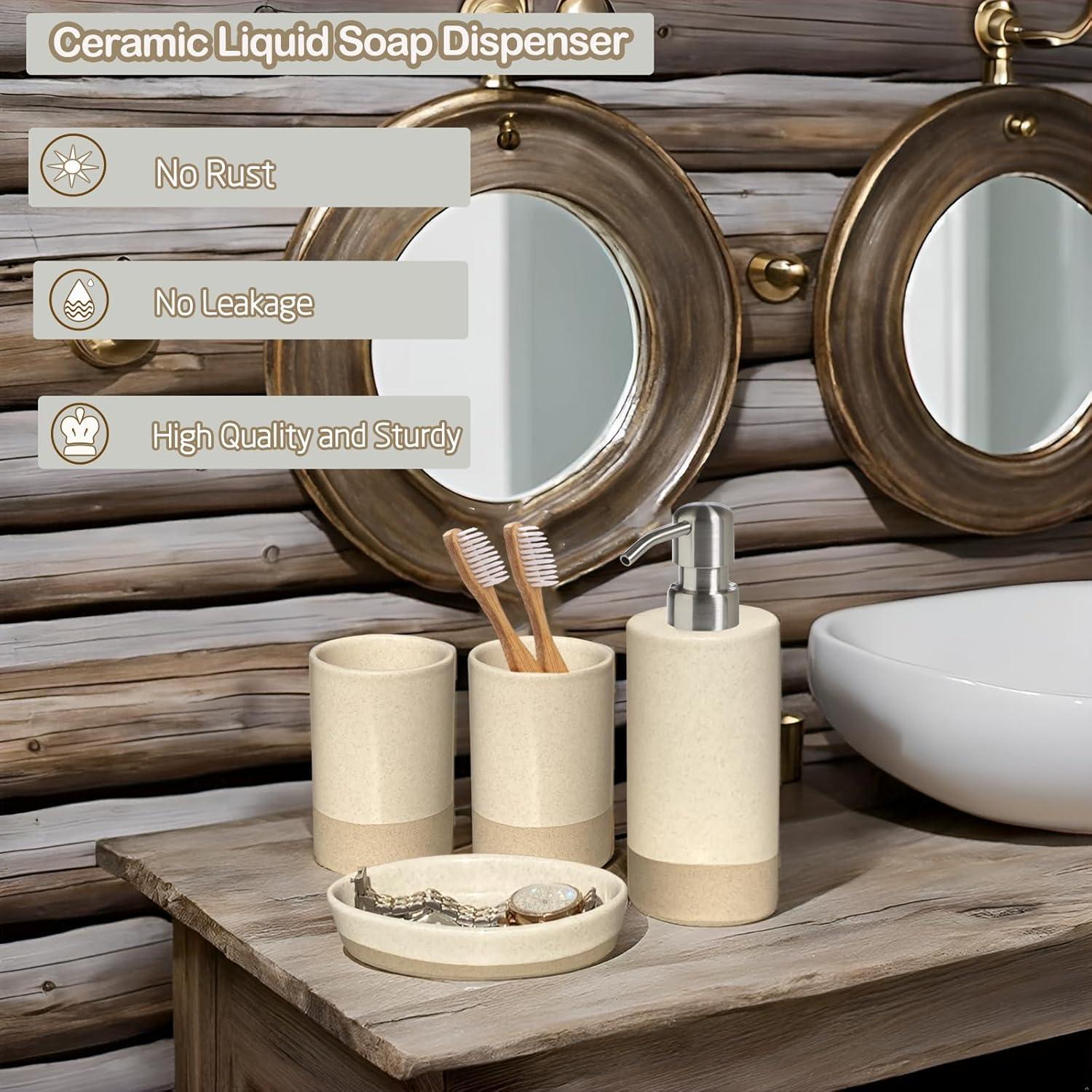 Juego de Accesorios de Baño Cerámica CAA'S Beige 4 Piezas
