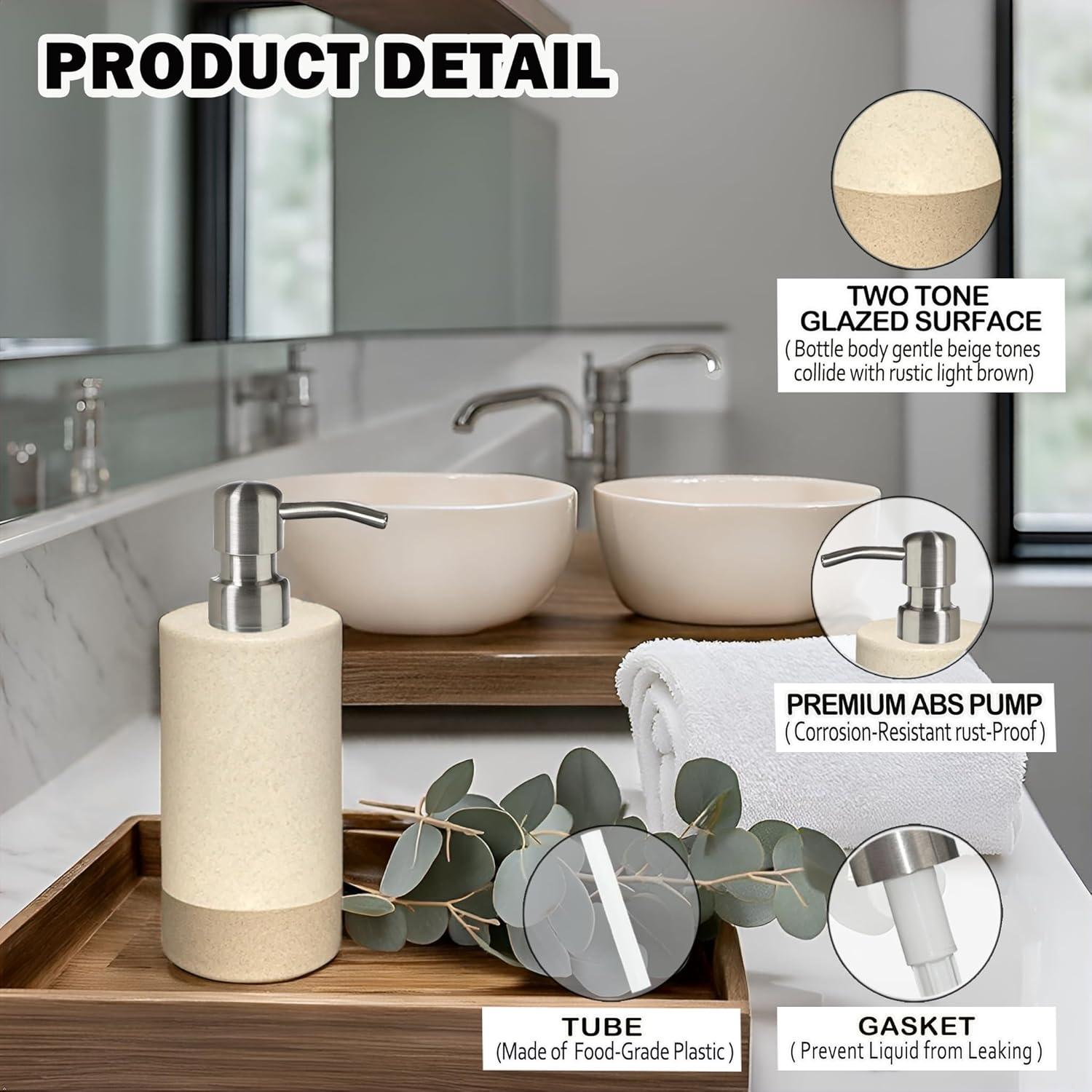 Juego de Accesorios de Baño Cerámica CAA'S Beige 4 Piezas