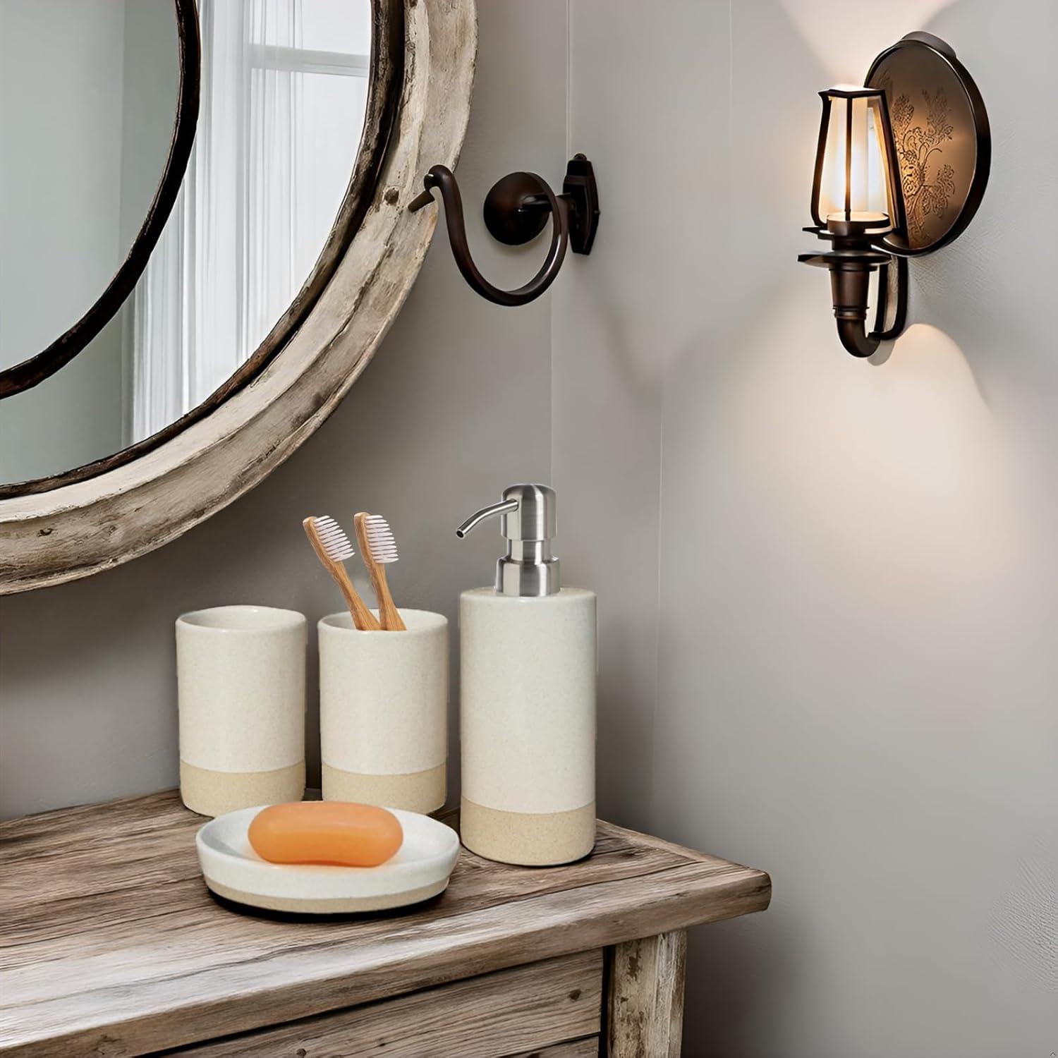 Juego de Accesorios de Baño Cerámica CAA'S Beige 4 Piezas