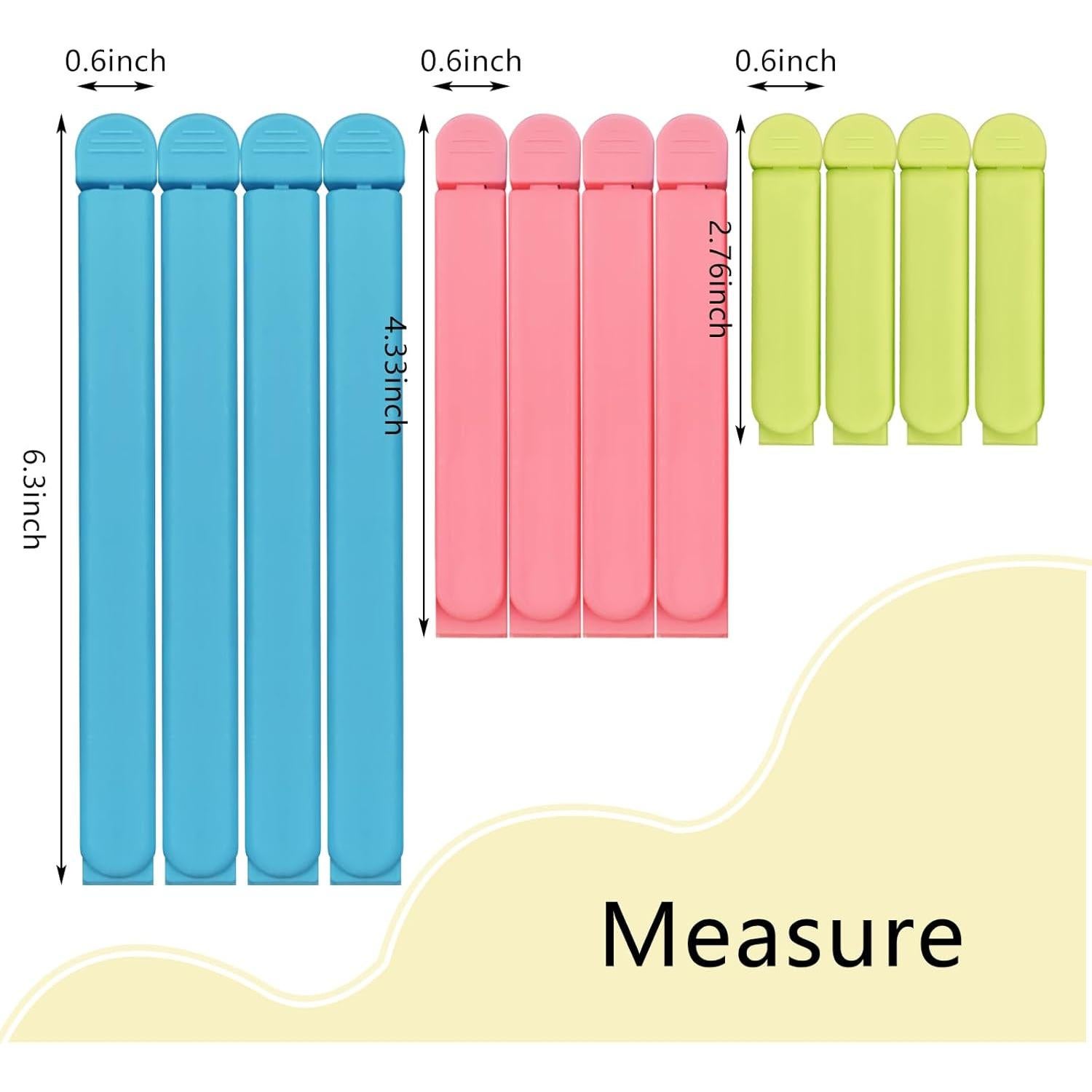 Set de 12 Clips de Bolsa Coloridos YOLCAR - 3 Tamaños