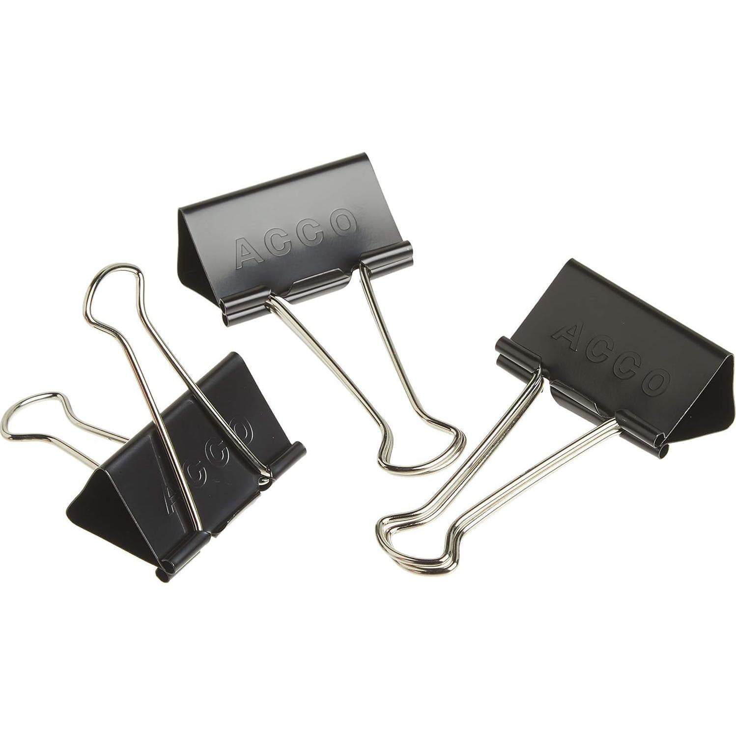 Clips de Binder ACCO Grande 12 Piezas Acero Negro