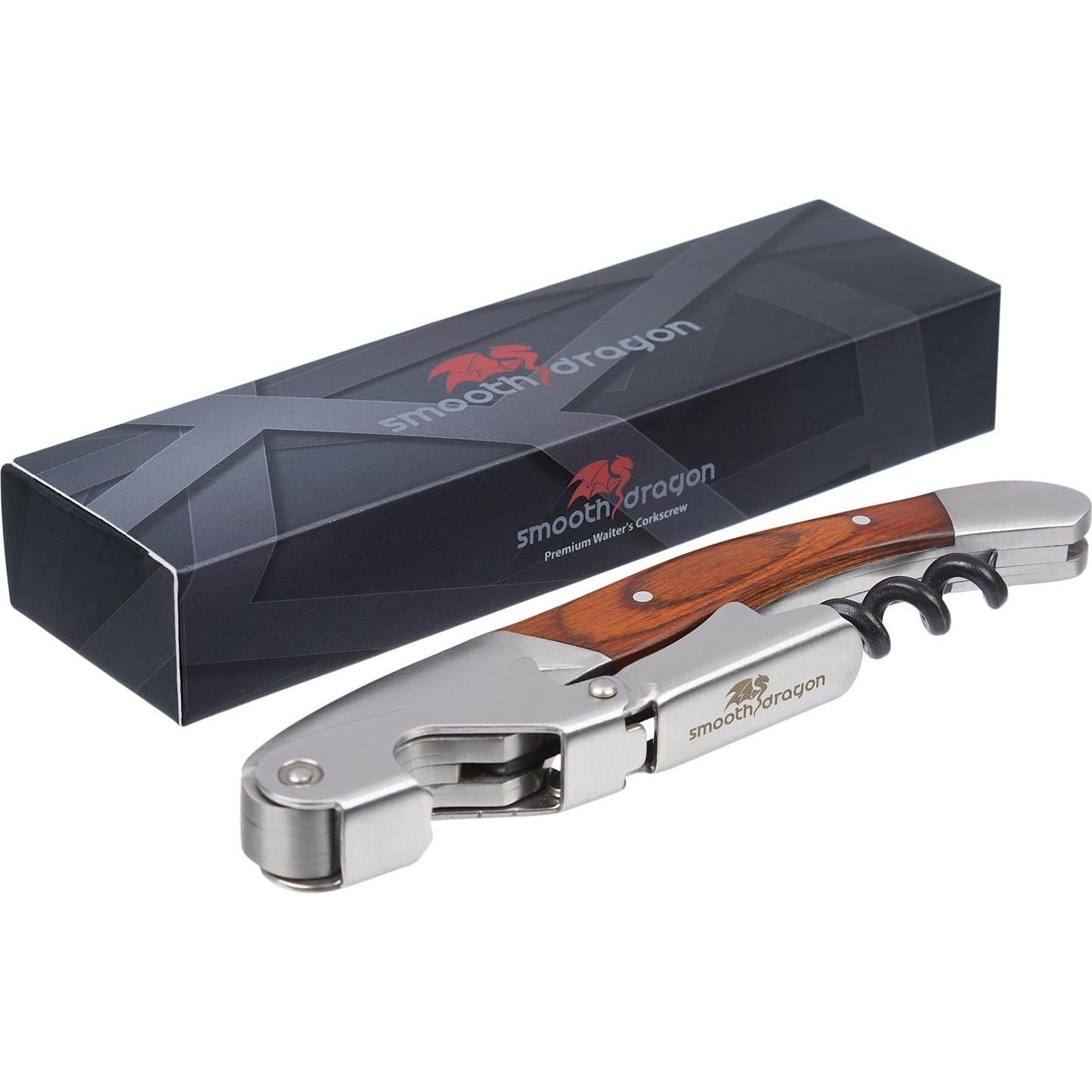 Sacacorchos Dragón Suave 3 en 1 Acero Inoxidable Madera