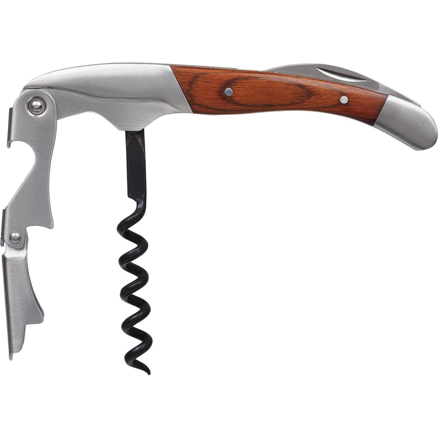 Sacacorchos Dragón Suave 3 en 1 Acero Inoxidable Madera