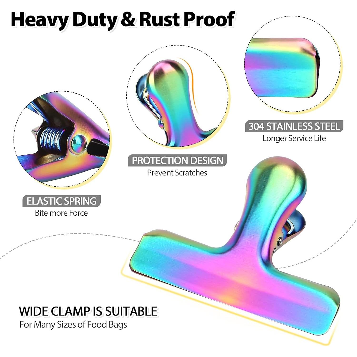 Paquete de 8 Clips de Metal BUNDLEPRO para Bolsas - Arcoíris