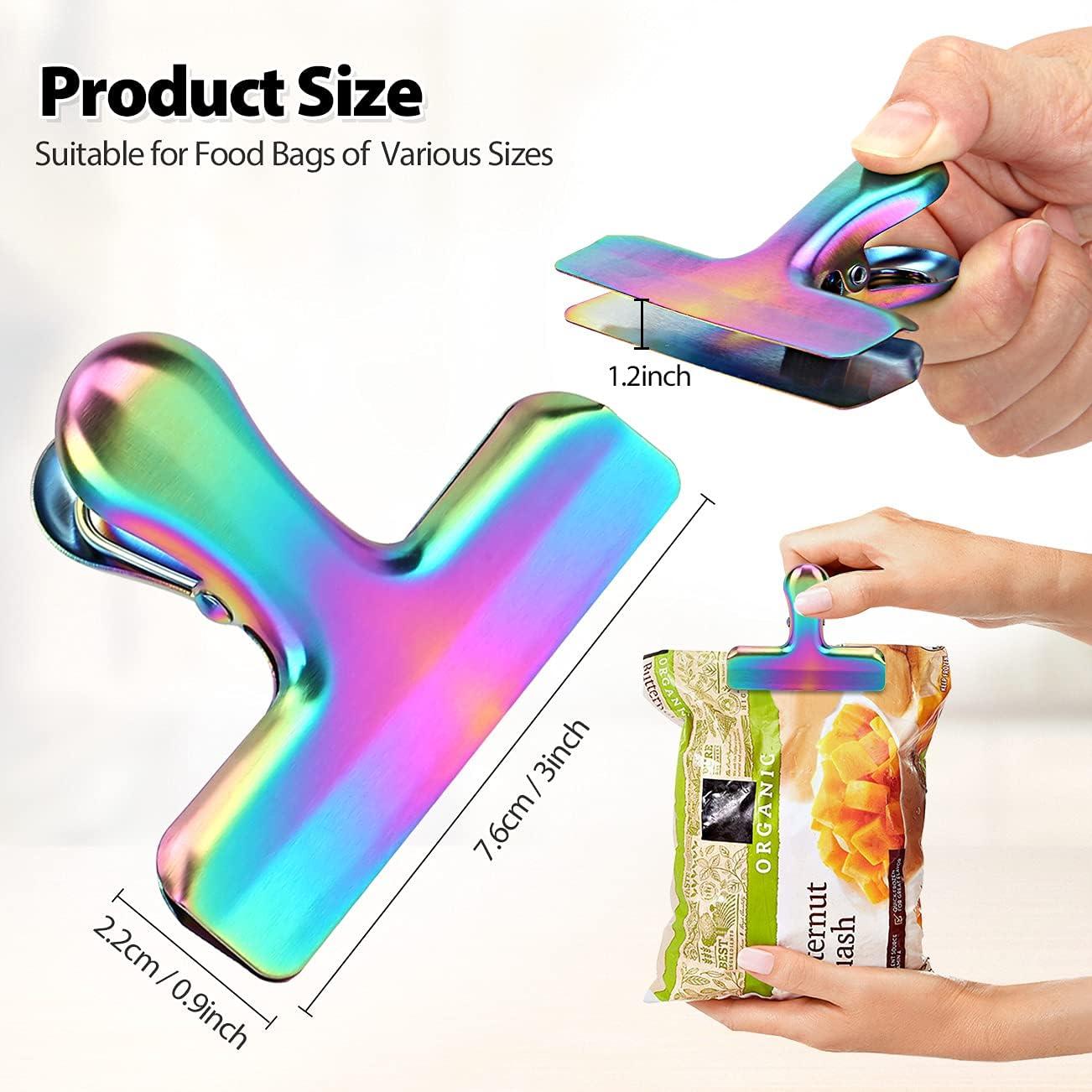 Paquete de 8 Clips de Metal BUNDLEPRO para Bolsas - Arcoíris