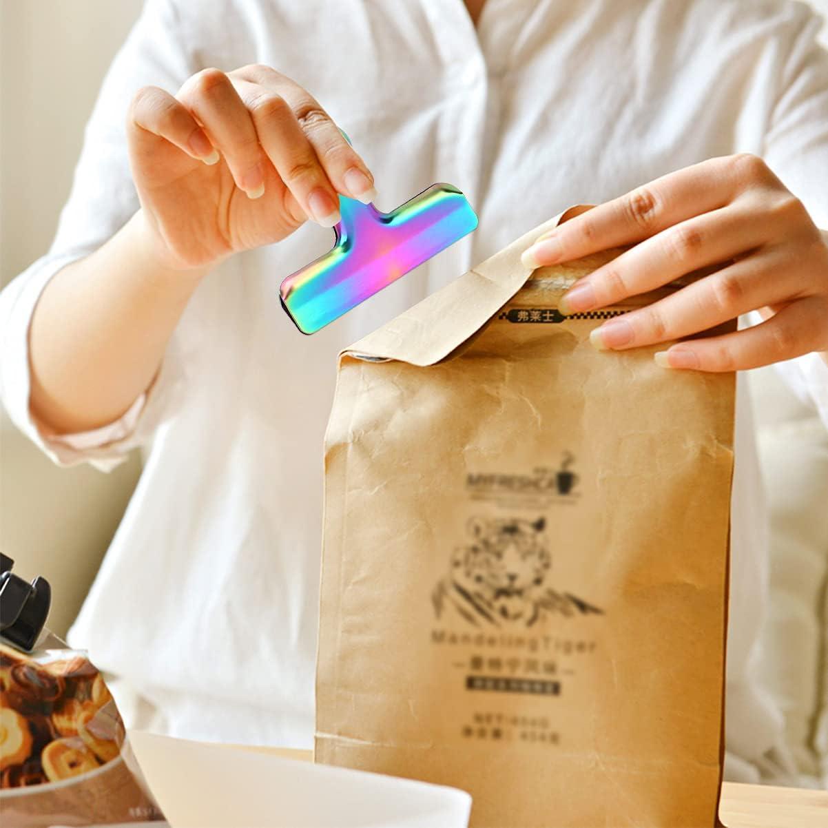 Paquete de 8 Clips de Metal BUNDLEPRO para Bolsas - Arcoíris