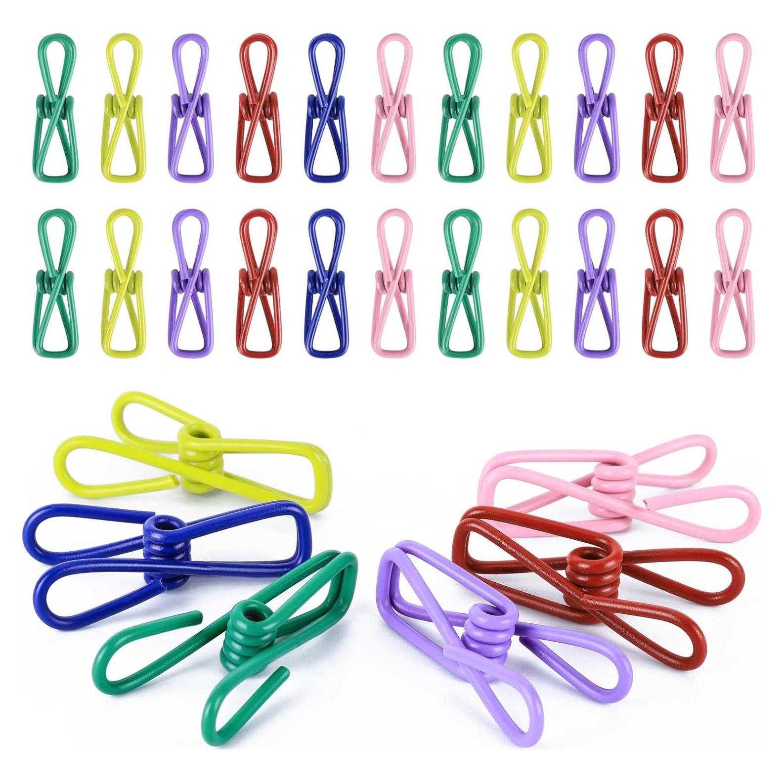 30 Clips de Metal Coloreados Tecbeauty para Ropa y Bolsas