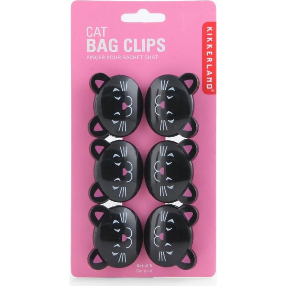 Set de 6 Clips para Bolsas de Gato Kikkerland Negros