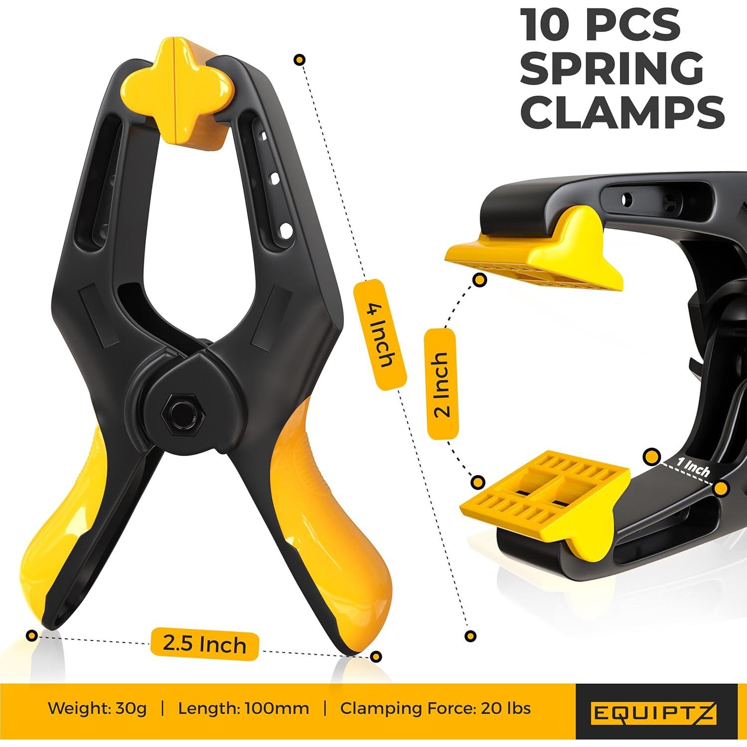 Pinzas de resorte EQUIPTZ 10 unidades 10 cm alta resistencia