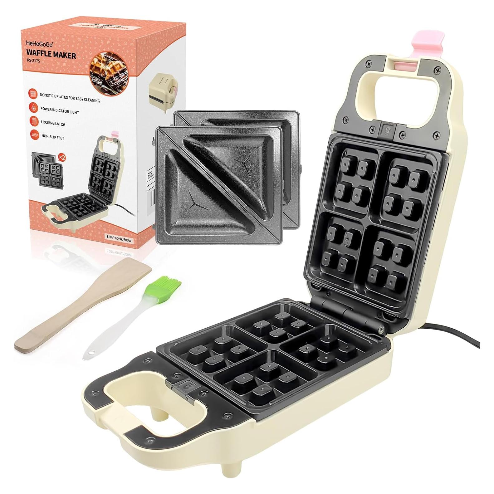 Máquina de Waffles Eléctrica HeHoGoGo 2 en 1 Antiadherente