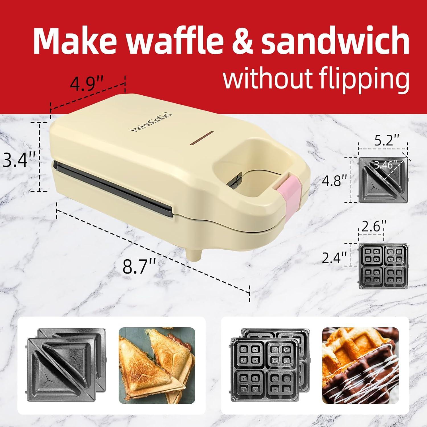 Máquina de Waffles Eléctrica HeHoGoGo 2 en 1 Antiadherente