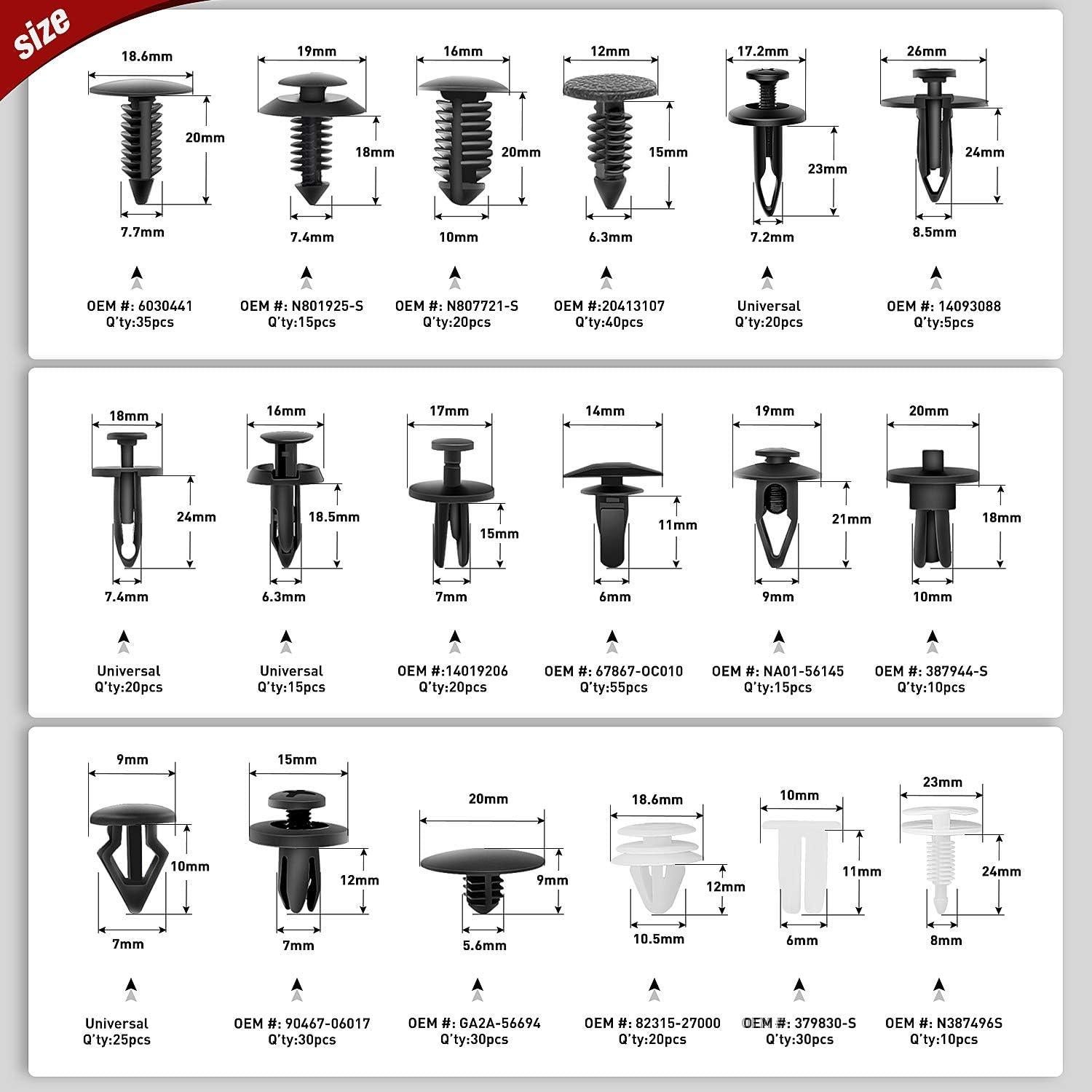 Kit 415 Piezas Clips de Retención Nilight CL-19 para Autos