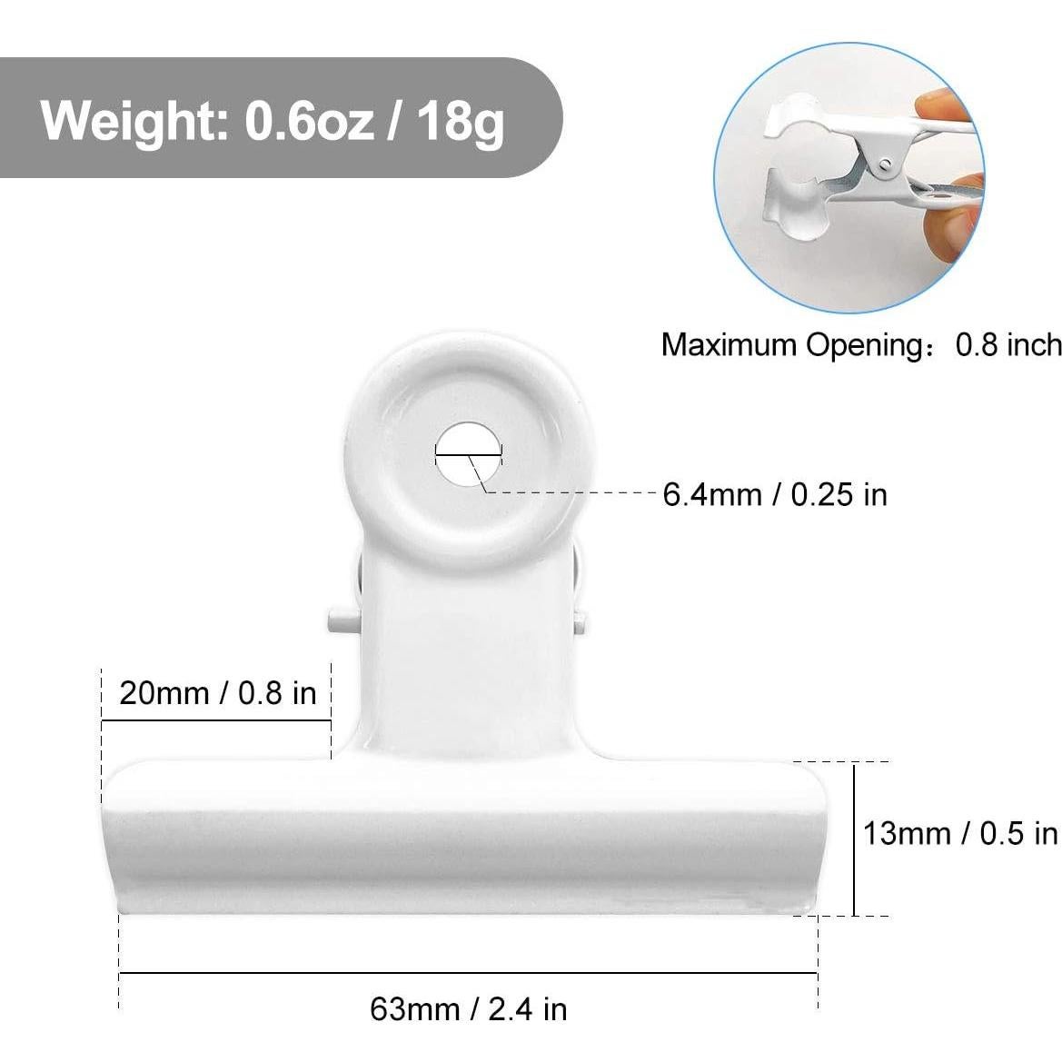 Clips de Bull Grandes Coideal - Paquete de 12 Blancos 6,35 cm