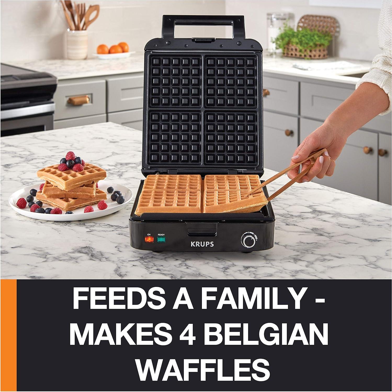 Máquina de Waffles Belgas KRUPS 4 Rebanadas Acero Inoxidable