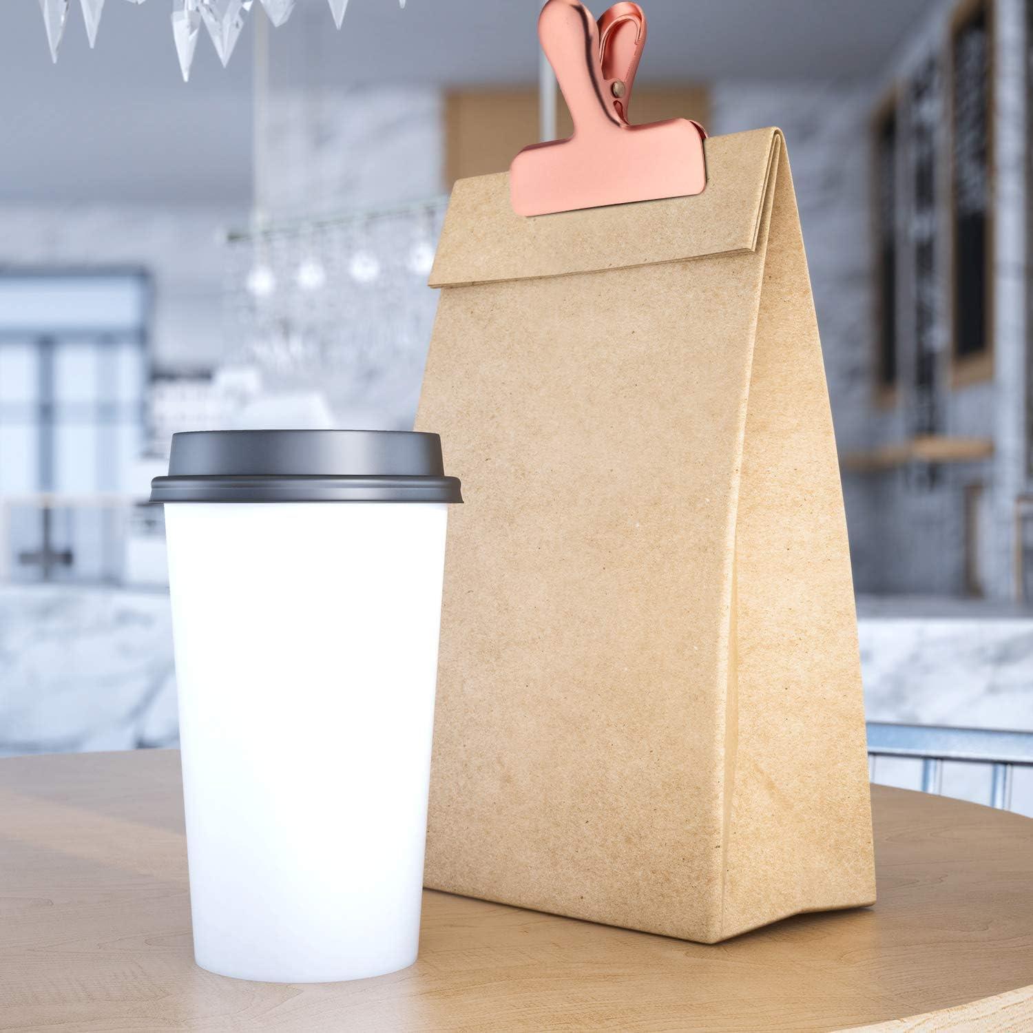 Juego de Clips para Bolsas de Comida Whaline 8 Piezas Acero Inoxidable Oro Rosa