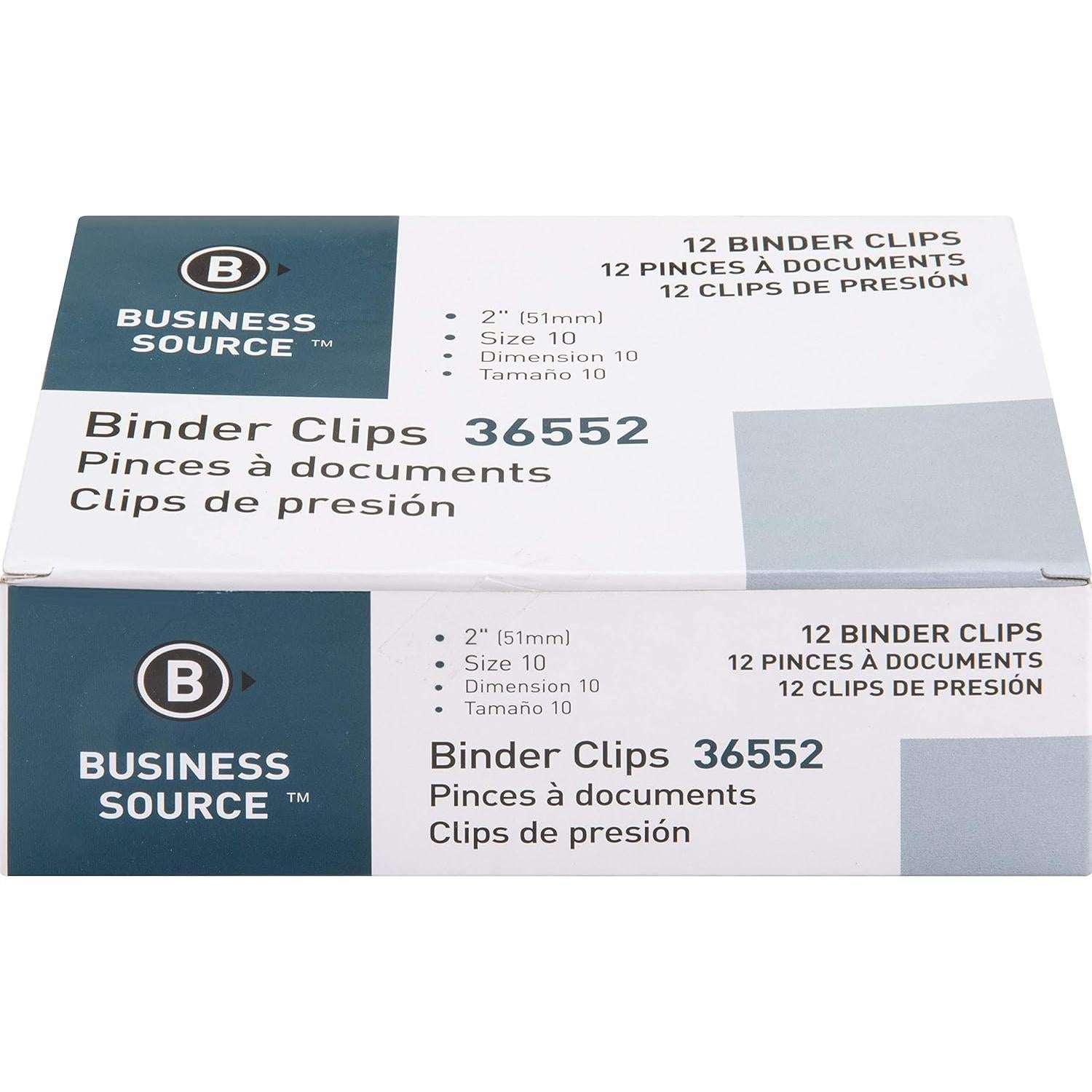 Clips de carpeta Business Source grandes negros 12 unidades