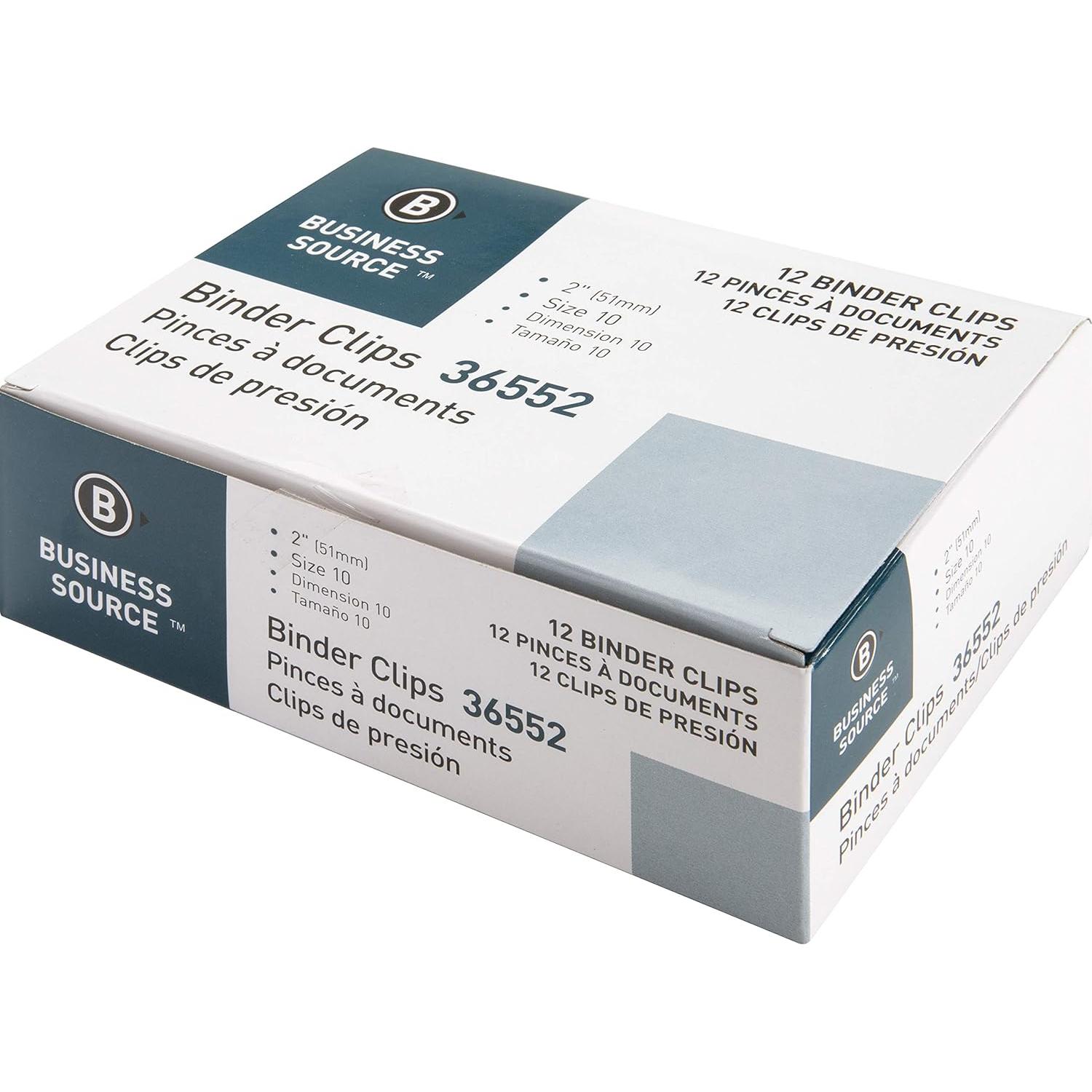 Clips de carpeta Business Source grandes negros 12 unidades