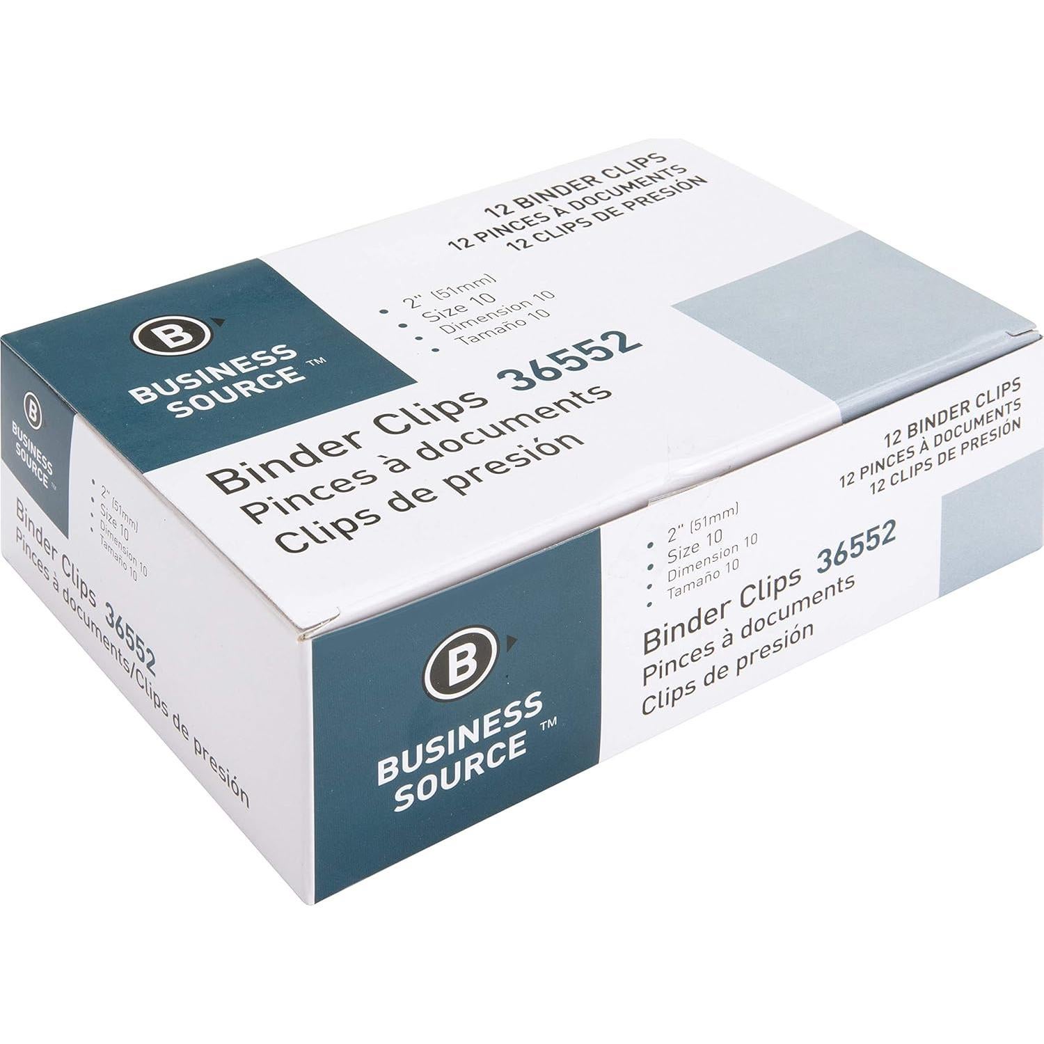 Clips de carpeta Business Source grandes negros 12 unidades