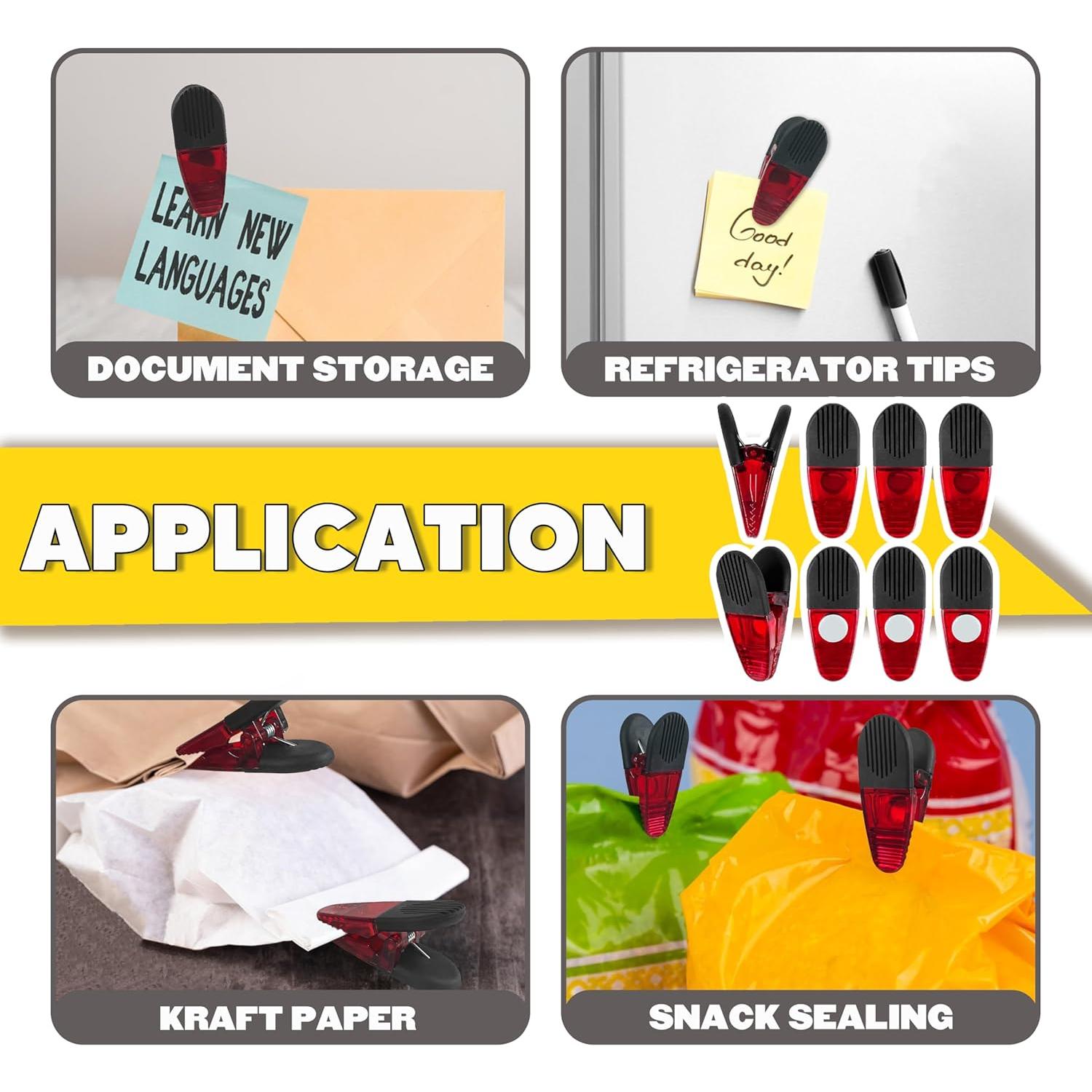 Clip Magnético YIYITOOLS Rojo Paquete de 8 para Alimentos
