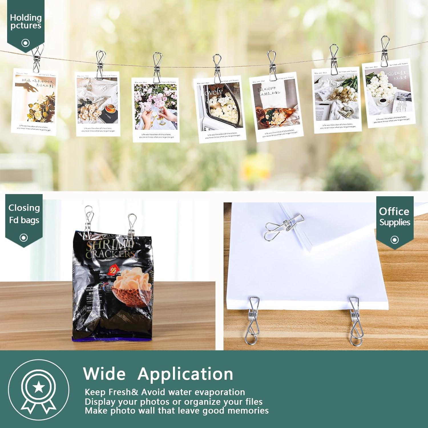 30 Pinzas de Acero Inoxidable PHYDELU para Ropa y Comida