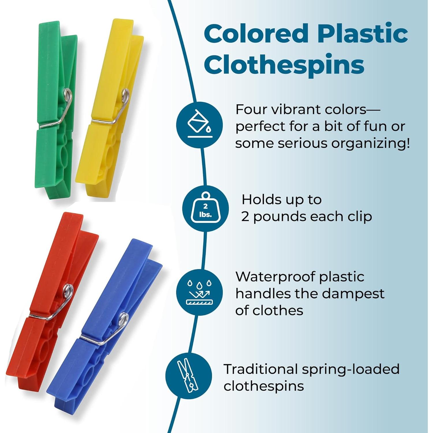 Pinzas de Ropa Coloridas Honey-Can-Do - 50 Piezas Resistentes