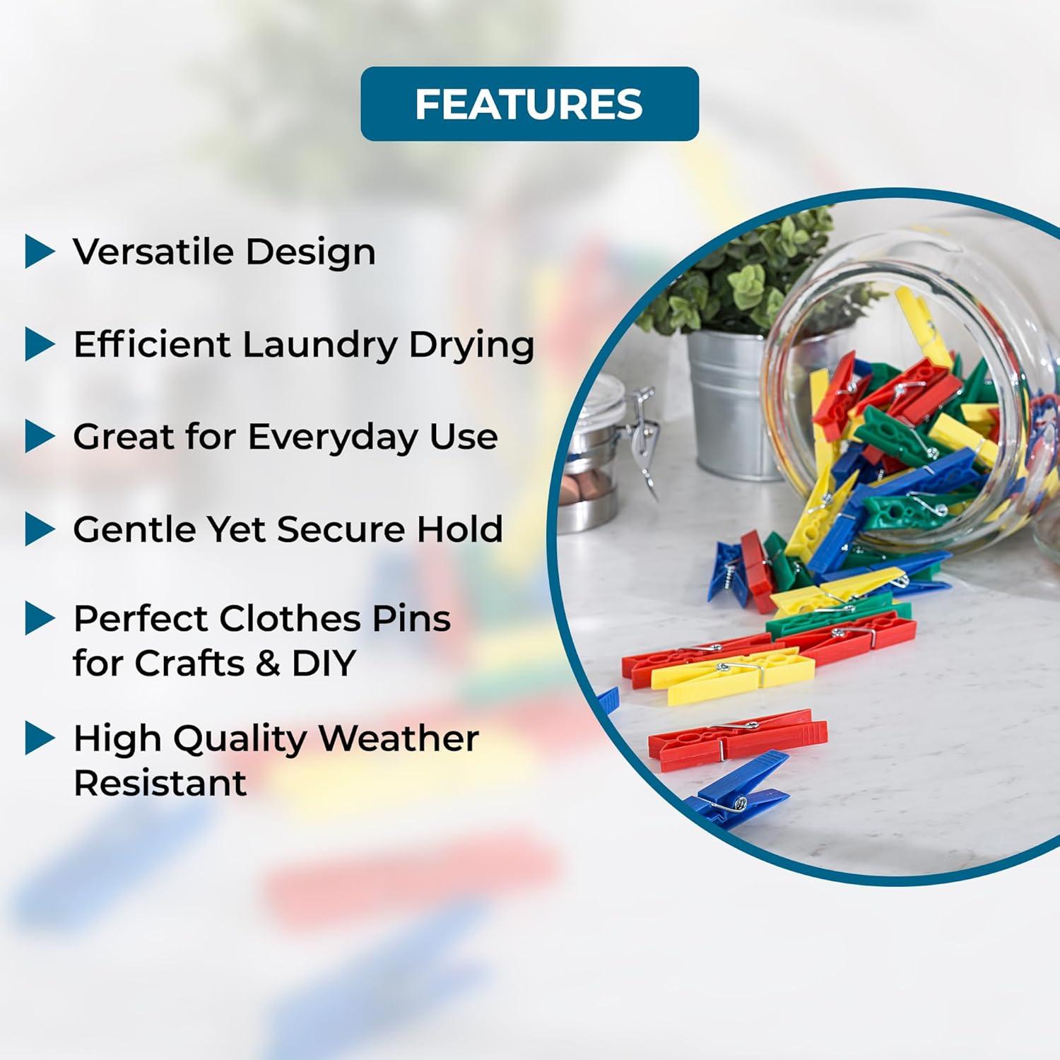 Pinzas de Ropa Coloridas Honey-Can-Do - 50 Piezas Resistentes