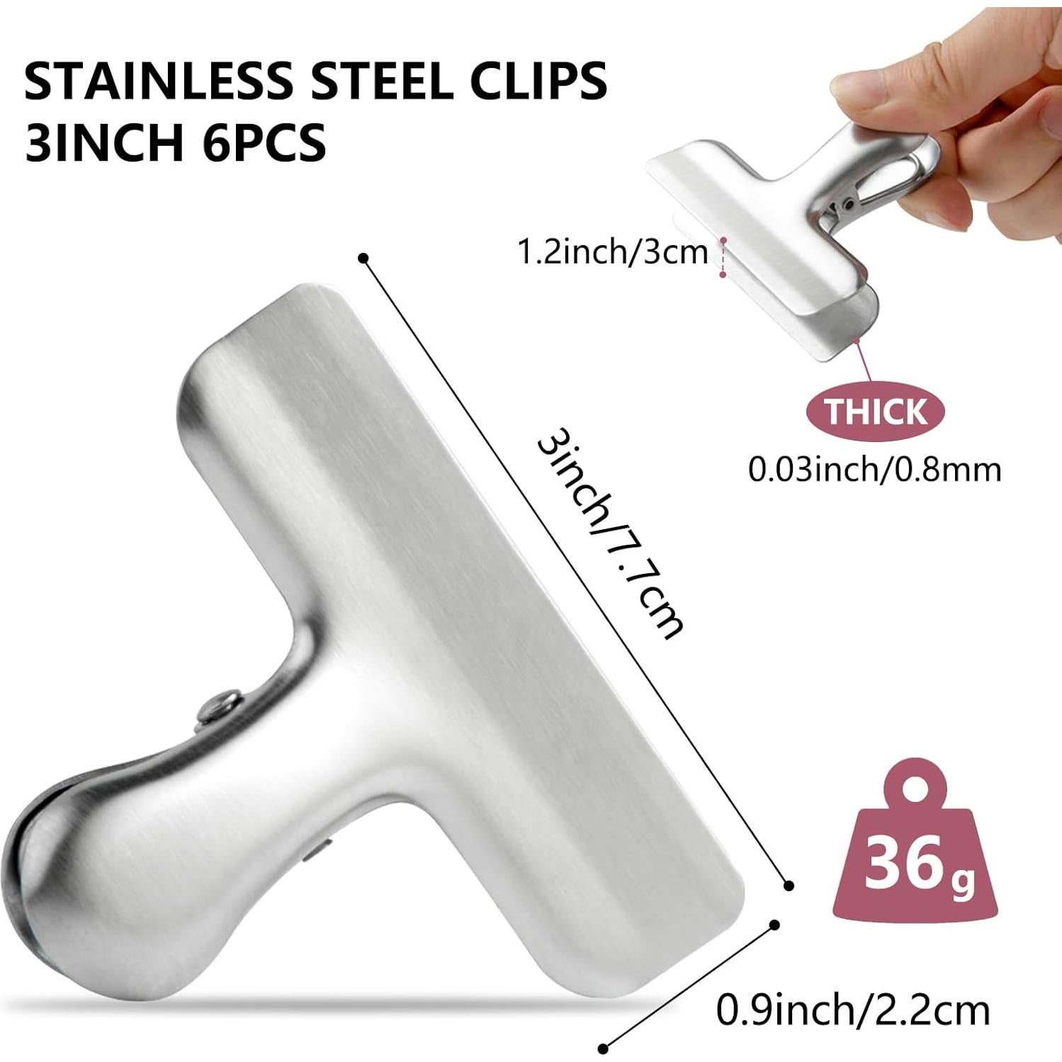 Paquete de 6 Clips de Bolsa eispap 7,62 cm Acero Inoxidable