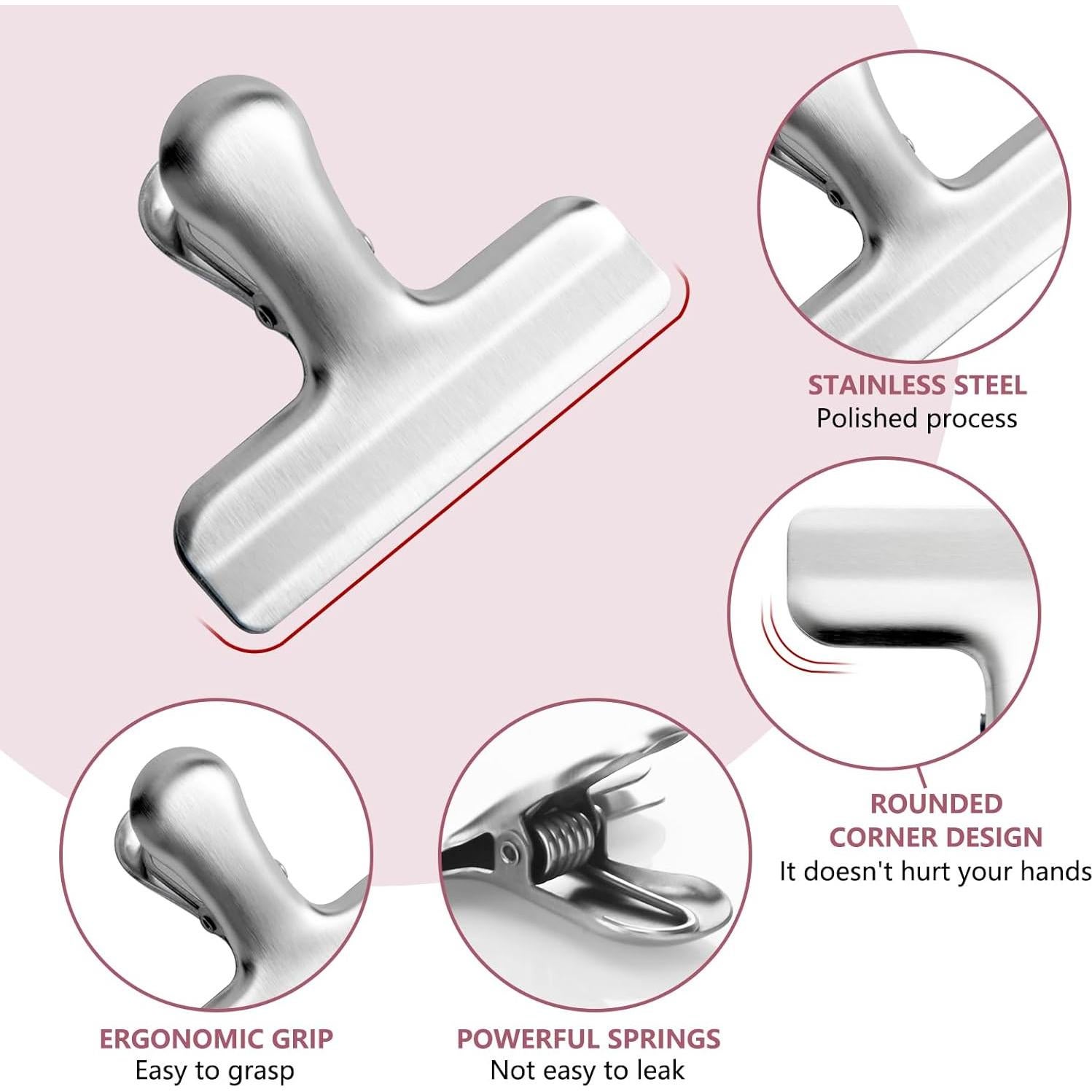 Paquete de 6 Clips de Bolsa eispap 7,62 cm Acero Inoxidable