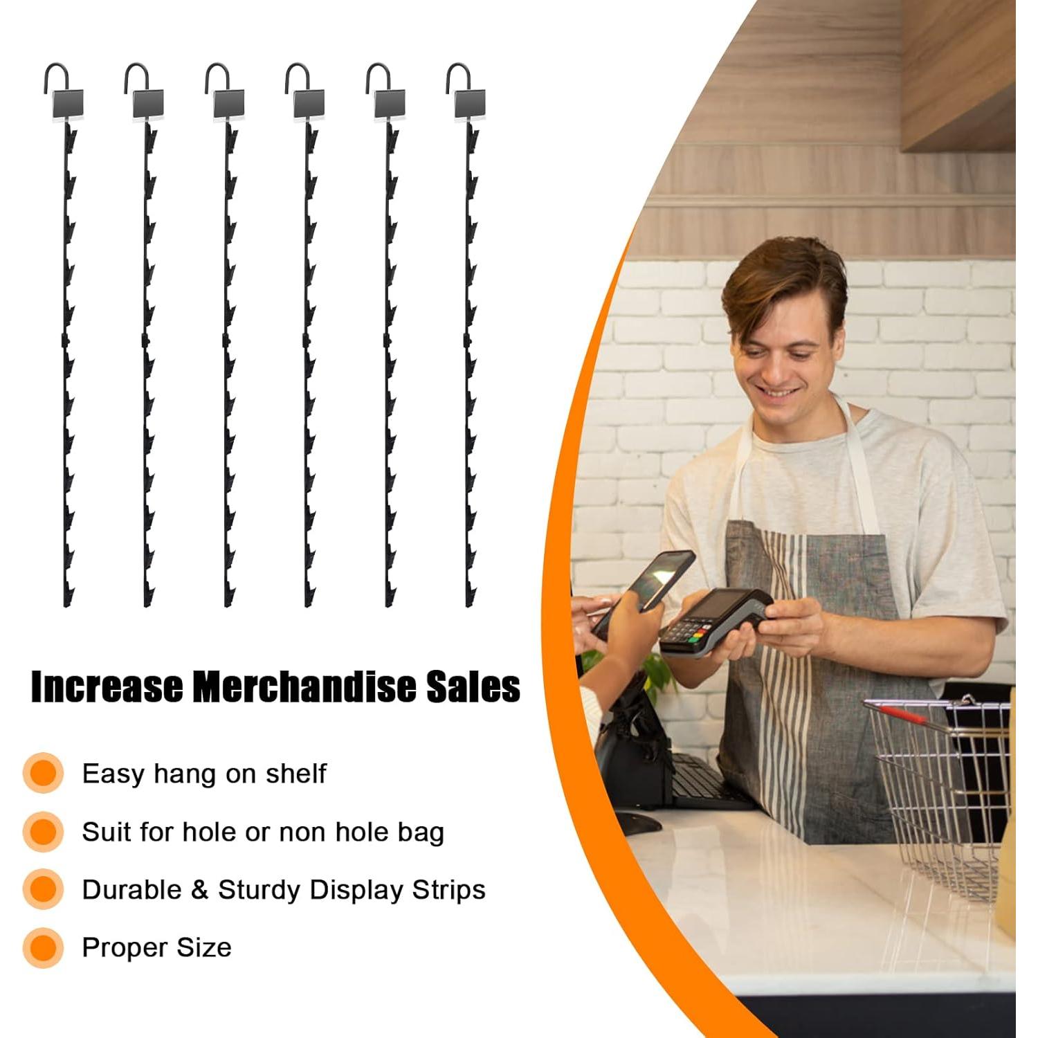 Paquete de 6 tiras de exhibición metal Wiwaplex 82 cm con 72 clips