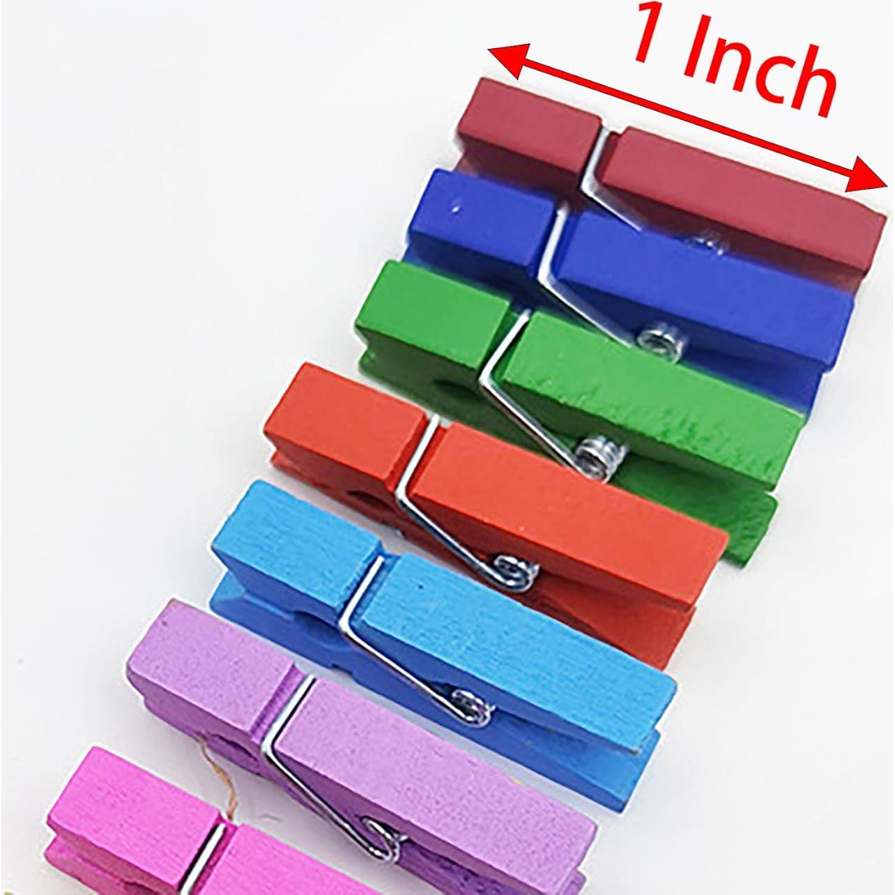 Mini Pinzas de Madera Yansanido 100pcs 2.5cm Multicolores