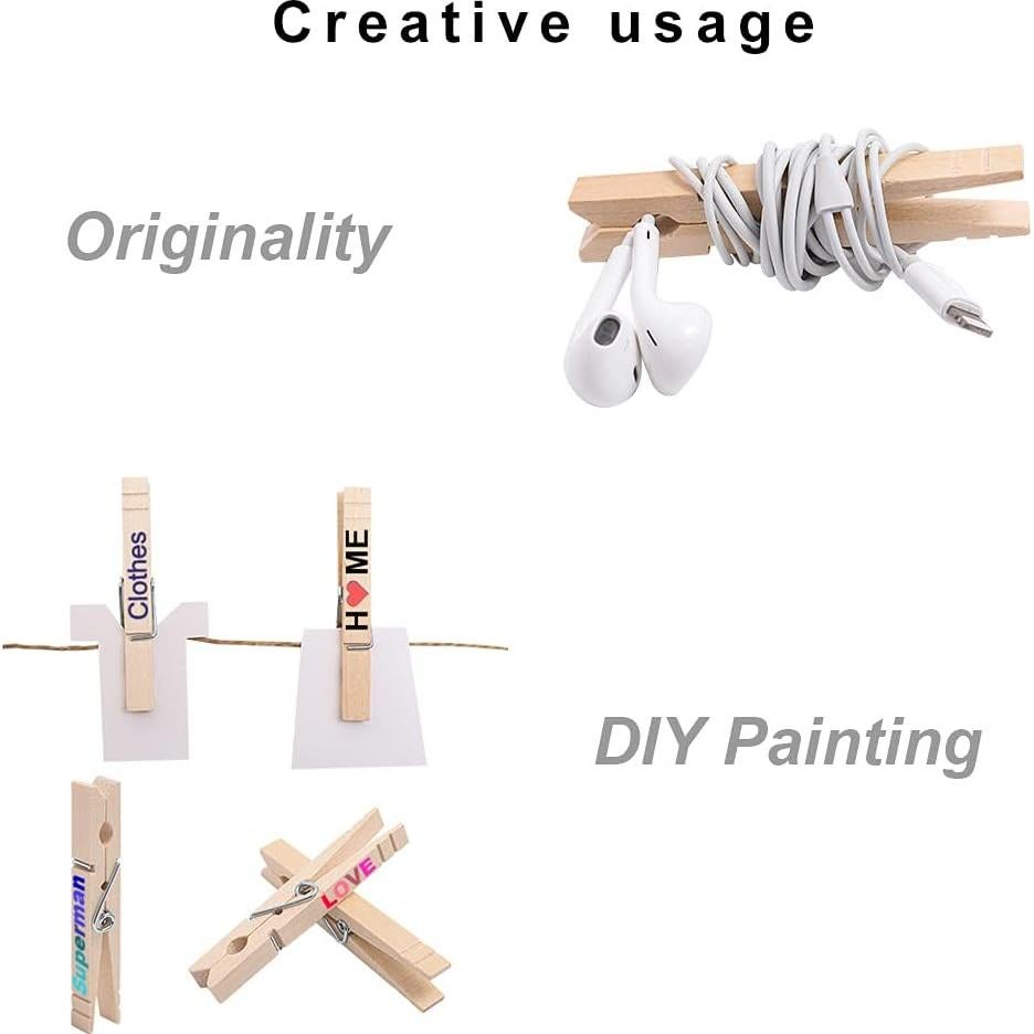 Pinzas de Ropa de Madera Suptilics 100 Pcs 8,89 cm