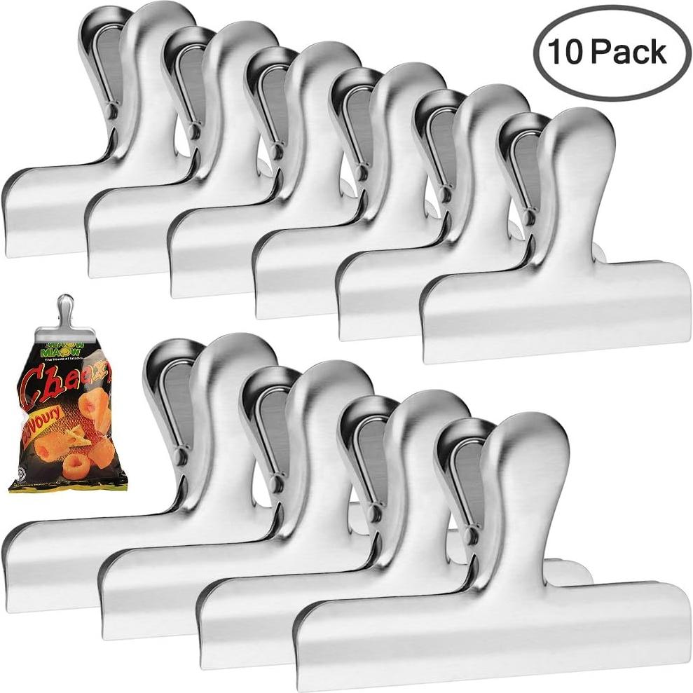 Paquete de 10 Clips de Bolsa Acero Inoxidable Danzix 3 y 4"
