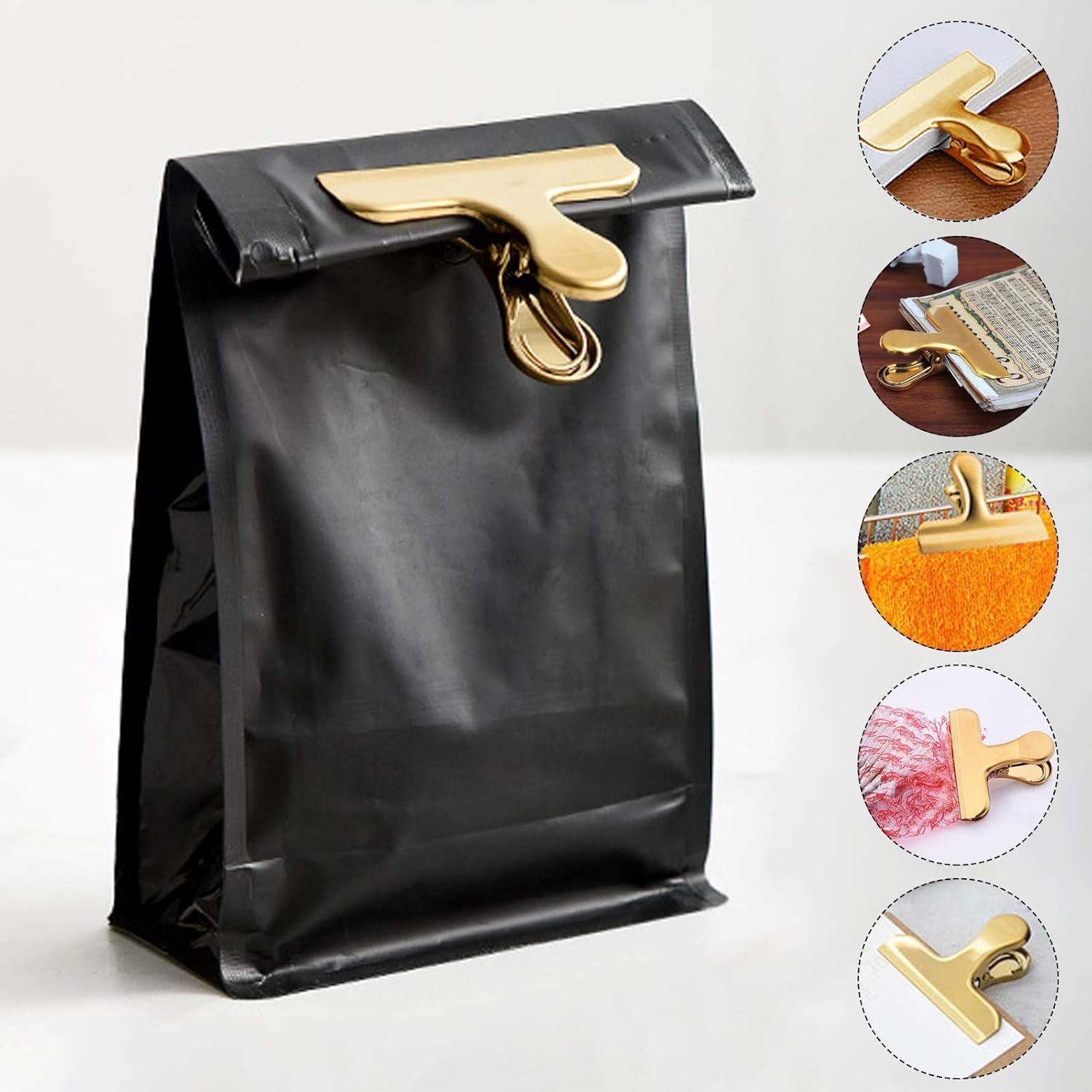 Juego de 8 Clips de Bolsa SourceTon Acero Inoxidable Dorado