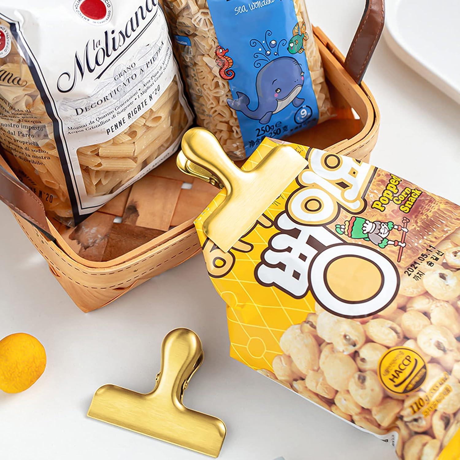 Juego de 8 Clips de Bolsa SourceTon Acero Inoxidable Dorado