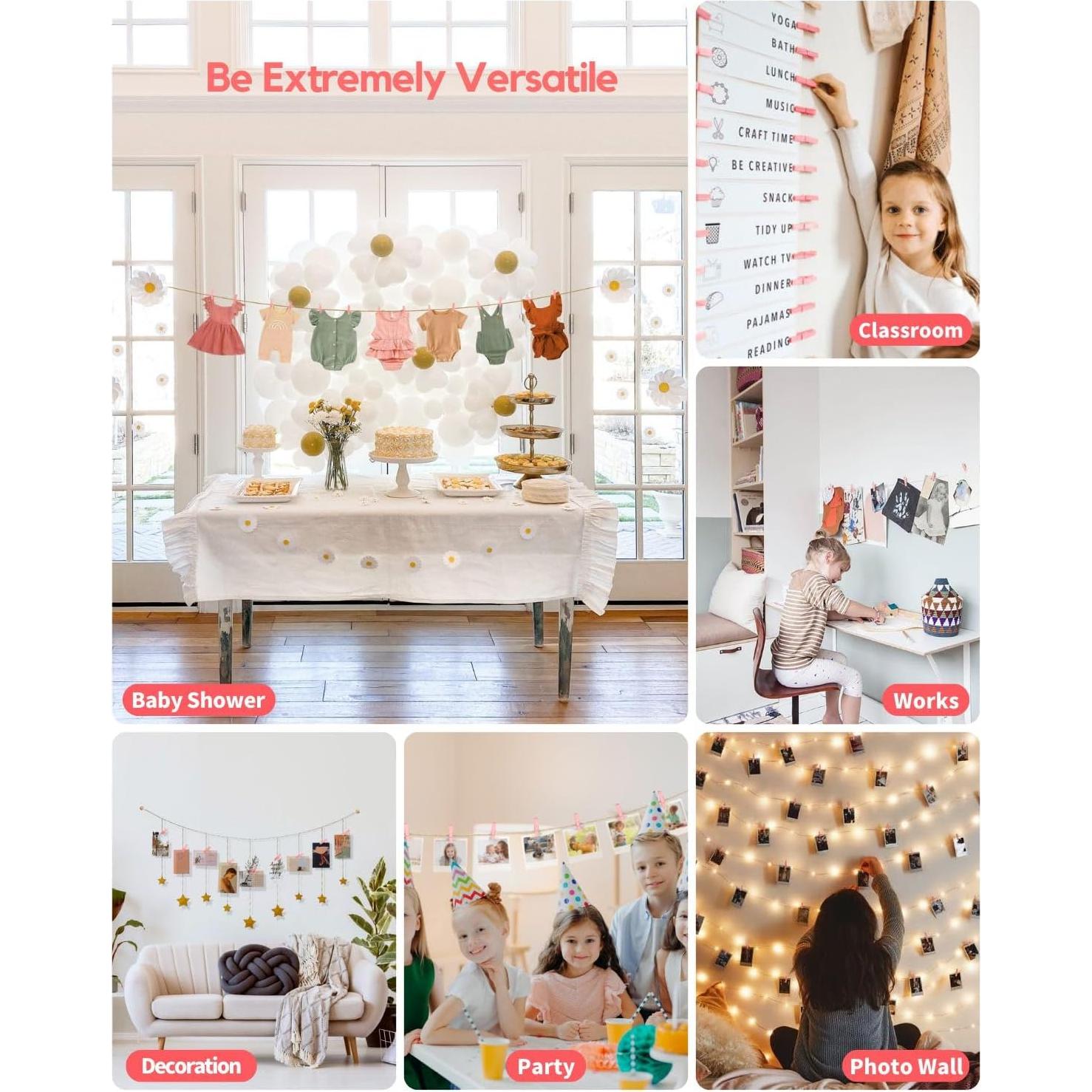 Pinzas de Ropa Rosa Sooneat - 100 PCS Mini Clips de Madera