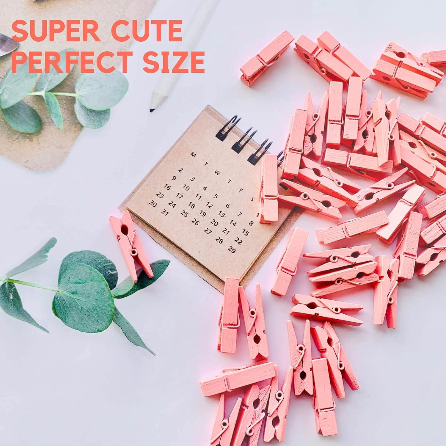 Pinzas de Ropa Rosa Sooneat - 100 PCS Mini Clips de Madera