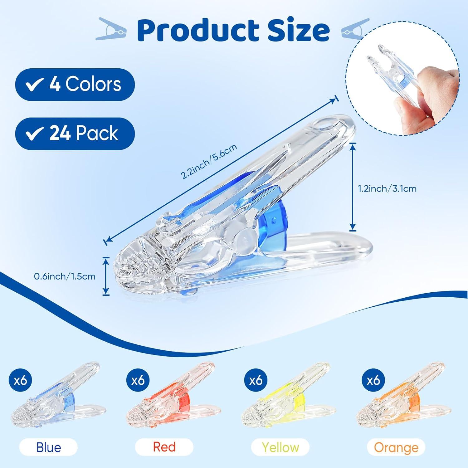 Pinzas de Plástico Gicare 24 Clips Multiusos 5,58 cm