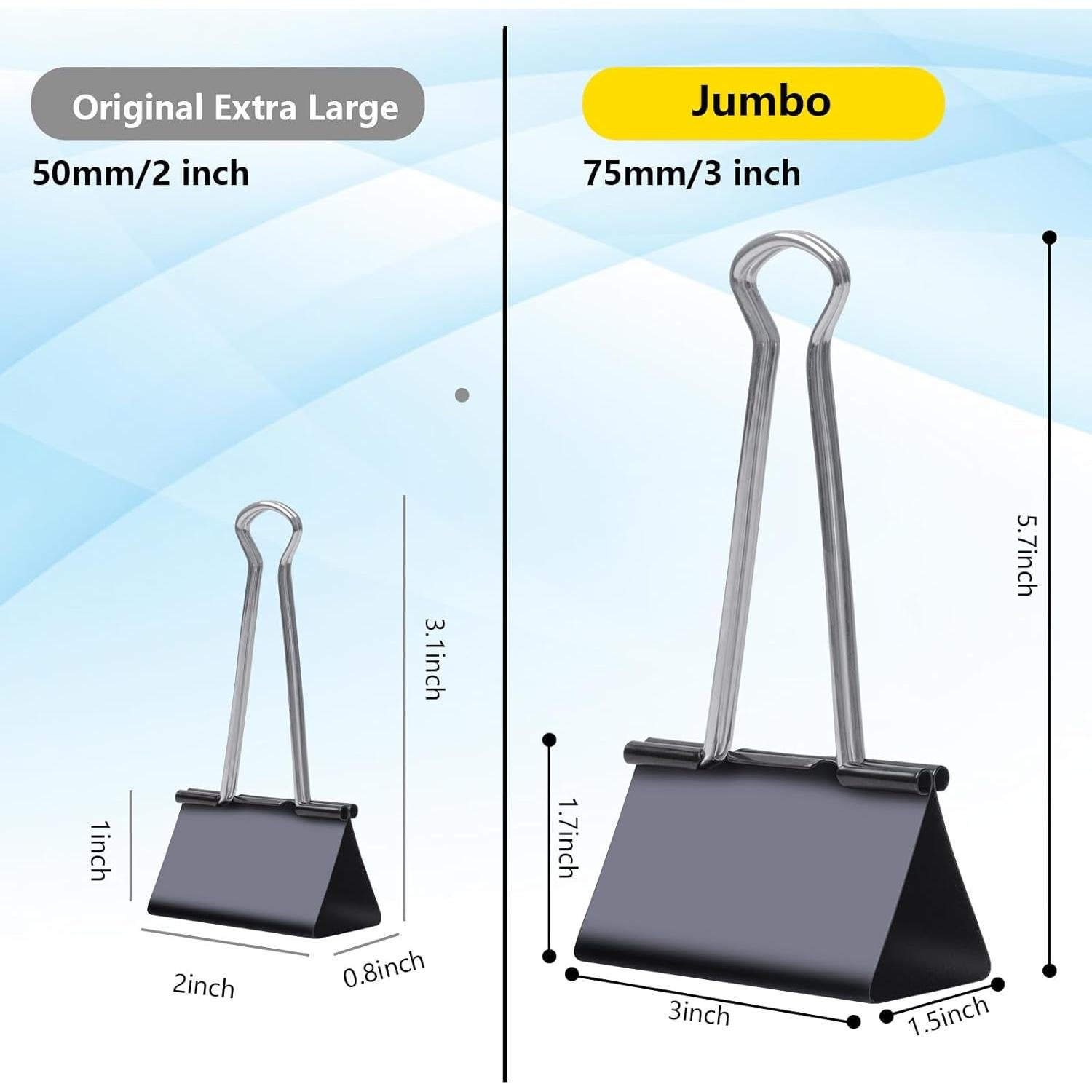 Clips de Carpeta Jumbo Ufmarine 3 pulgadas 6 Pcs Negro