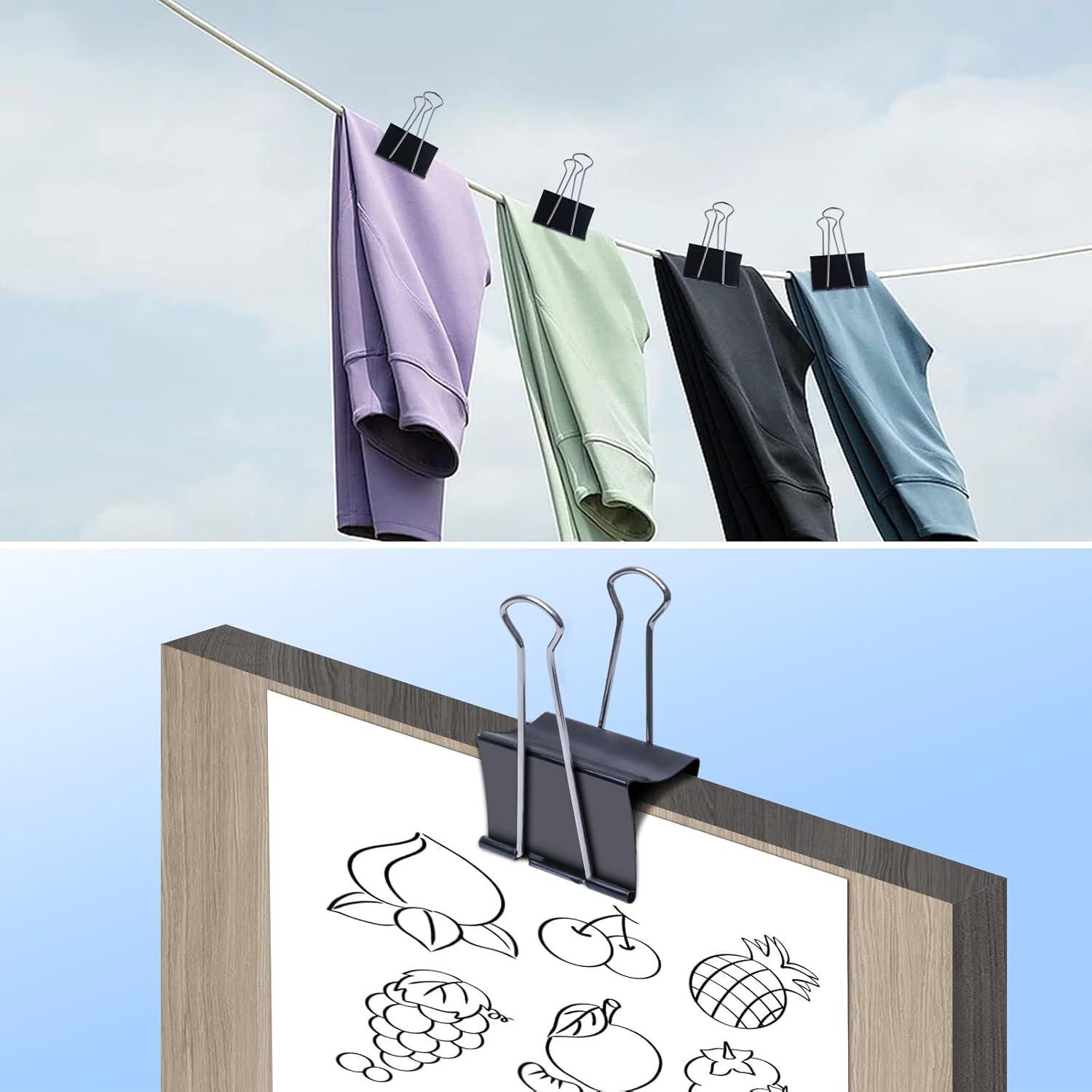 Clips de Carpeta Jumbo Ufmarine 3 pulgadas 6 Pcs Negro