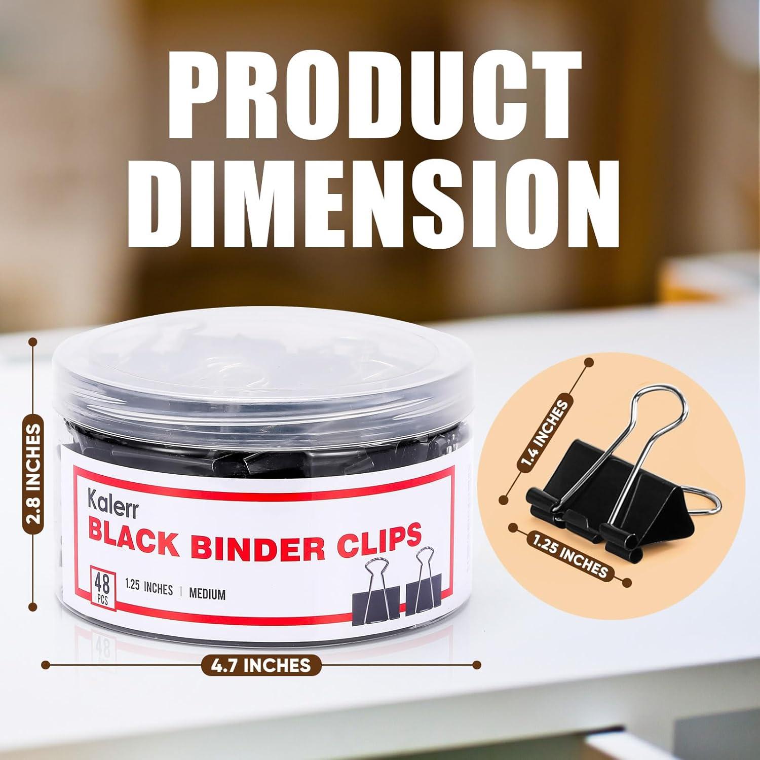 Clip de Carpeta Mediano Kalerr Negro 48 Piezas 3.18 cm