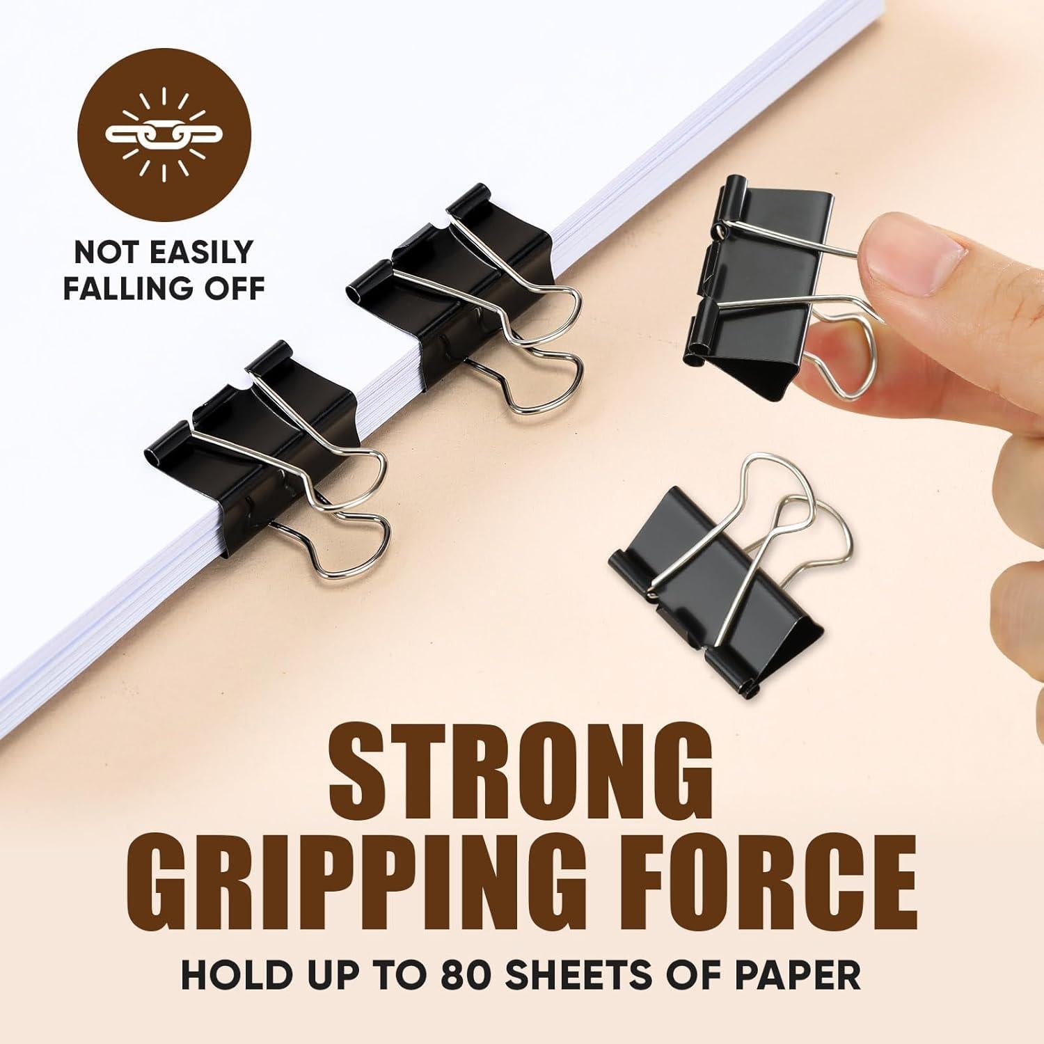 Clip de Carpeta Mediano Kalerr Negro 48 Piezas 3.18 cm