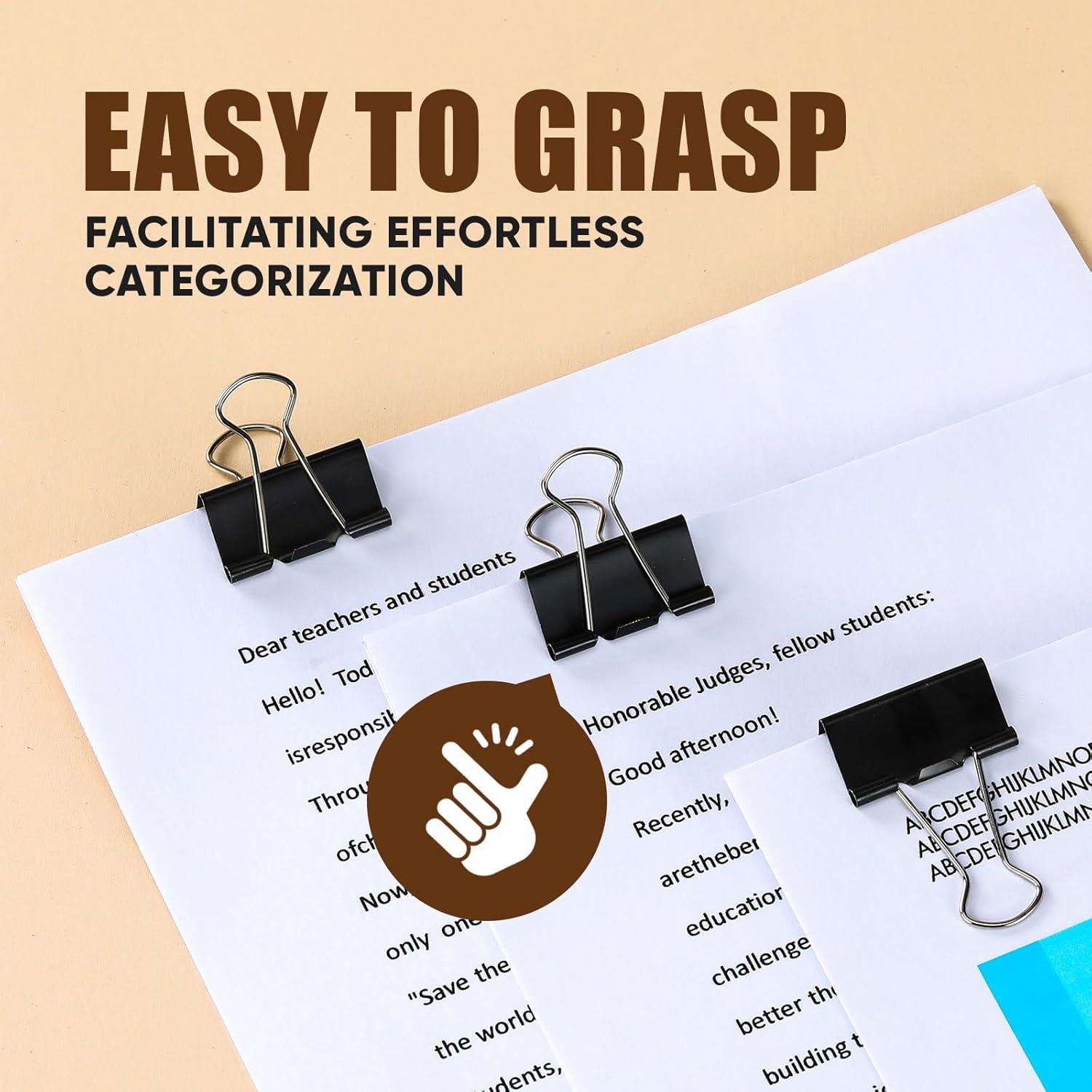 Clip de Carpeta Mediano Kalerr Negro 48 Piezas 3.18 cm