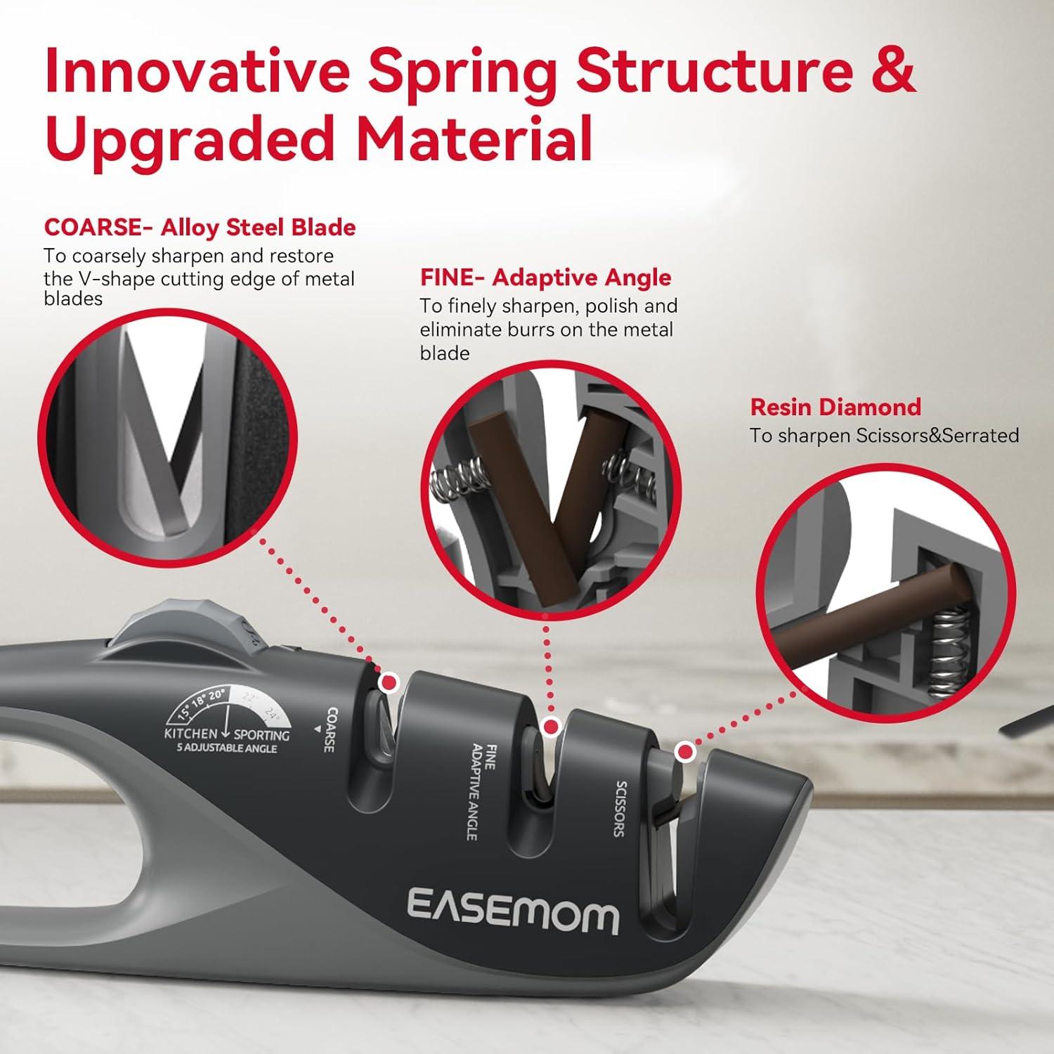Afilador de Cuchillos EASEMOM 5 Ángulos Ajustables Negro