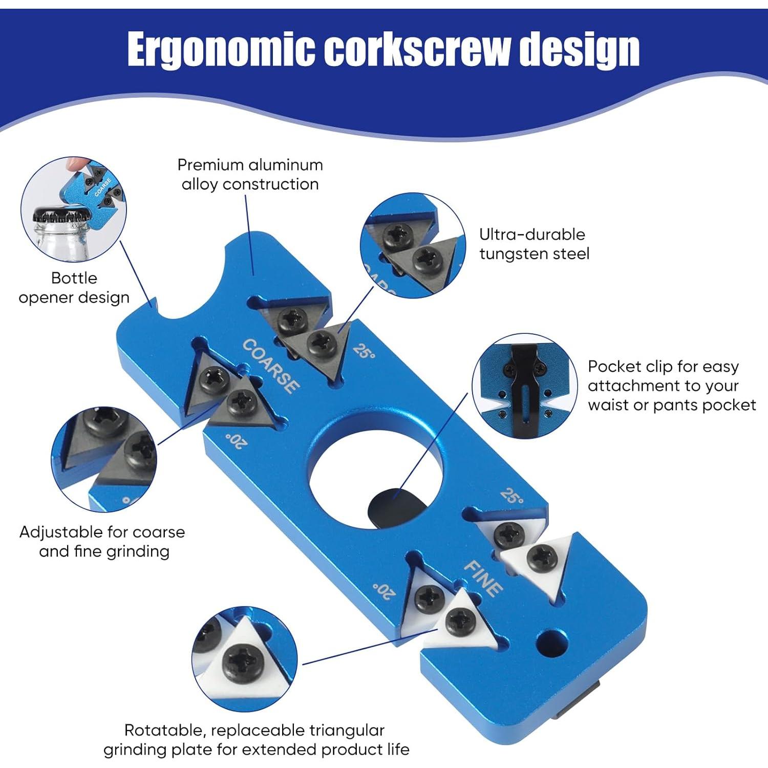 Afilador de Cuchillos de Caza Cheftoolshub 5-en-1 Azul