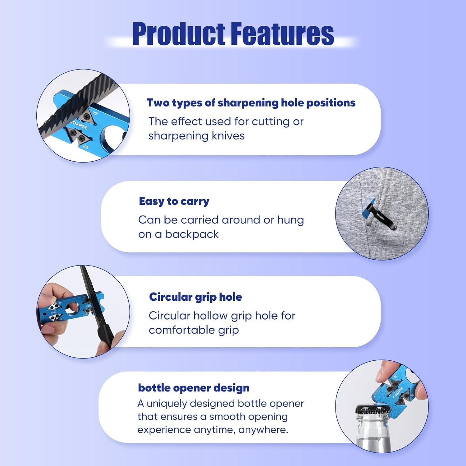 Afilador de Cuchillos de Caza Cheftoolshub 5-en-1 Azul