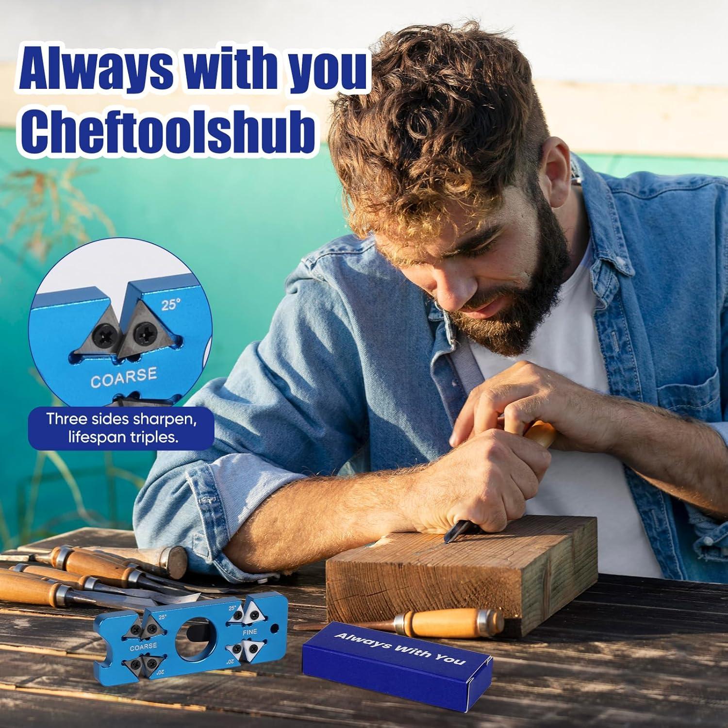 Afilador de Cuchillos de Caza Cheftoolshub 5-en-1 Azul