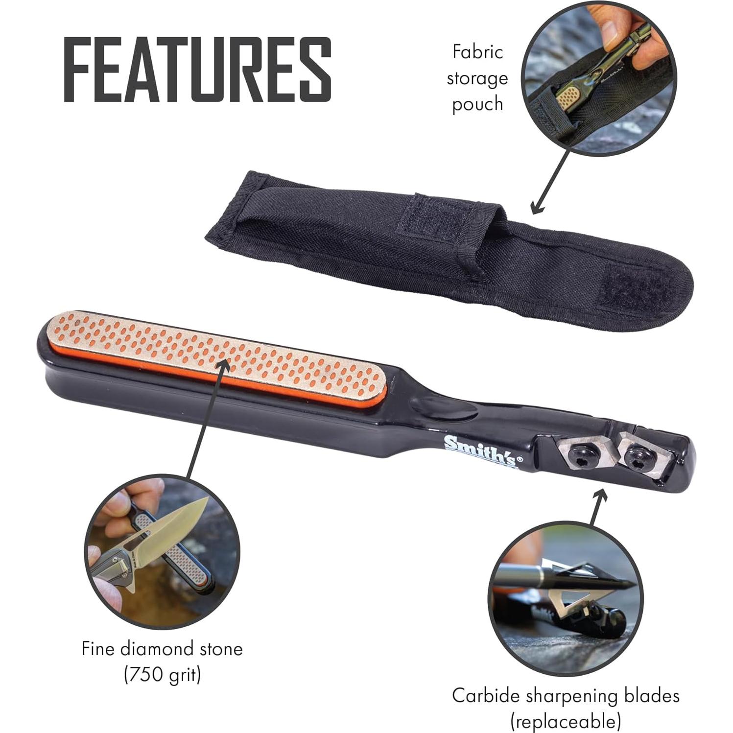 Afilador de cuchillos Smith's 50047 Edgesport - Portátil con bolsa