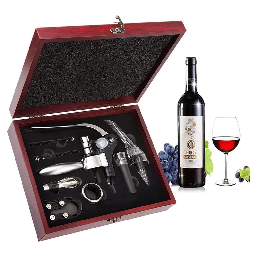 Set de Sacacorchos Smaier 9 Piezas con Estuche de Madera