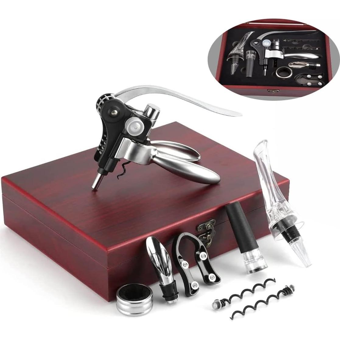 Set de Sacacorchos Smaier 9 Piezas con Estuche de Madera